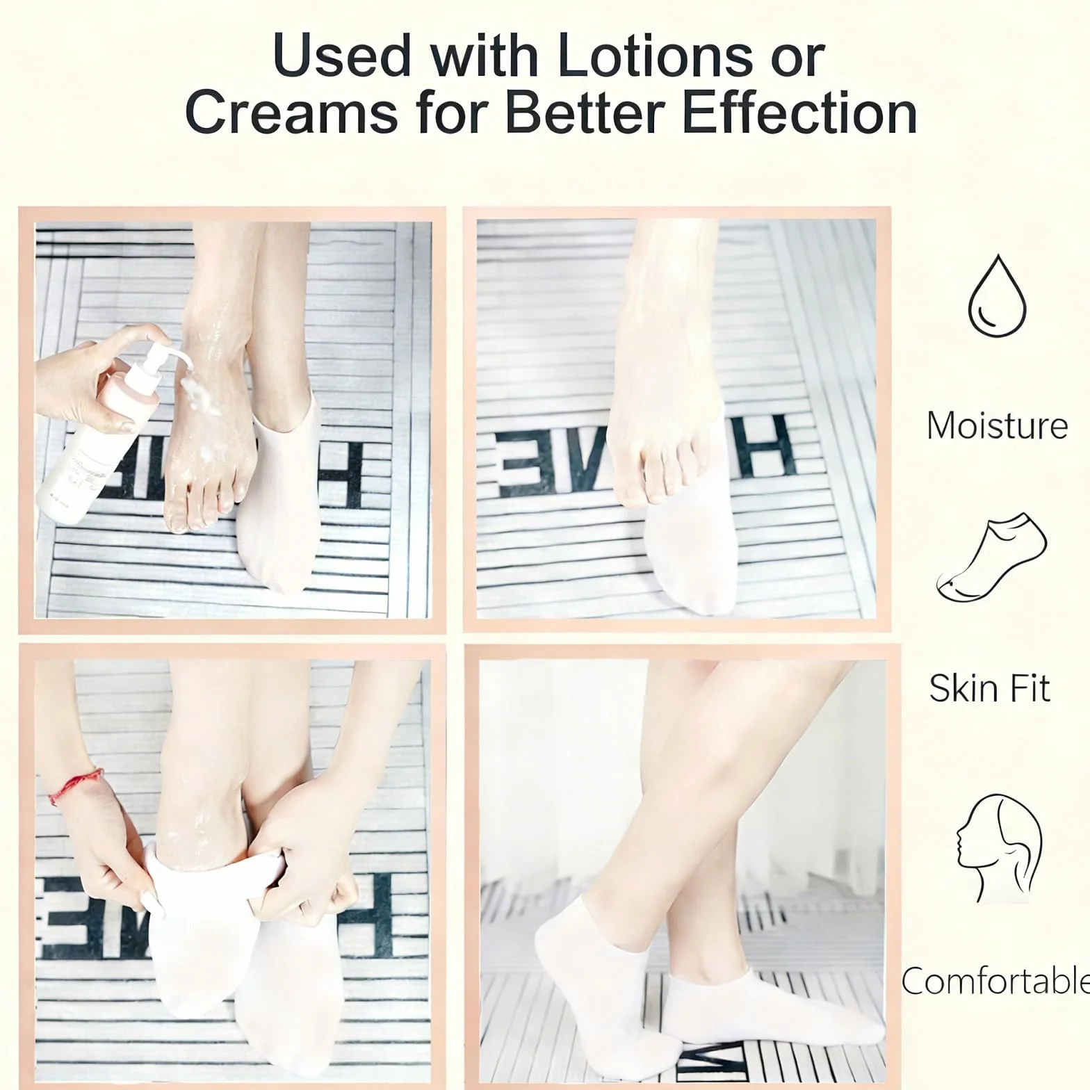 VolksRose Masque Pieds et Mains en Silicone Antidérapants Hydratants avec Peeling pour Callosités - Soin Réutilisable