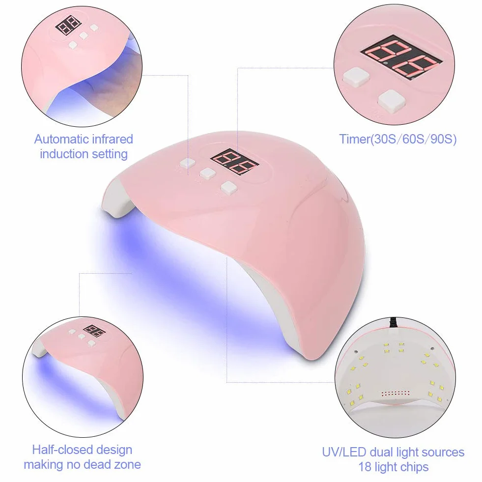 Lampe à Ongles, Sèche-vernis à Ongles, Machine de Durcissement de Lampe à Gel UV USB 54W LED, Outils de Manucure Professionnels pour Salon de Beauté et de Maison(SUNX3)