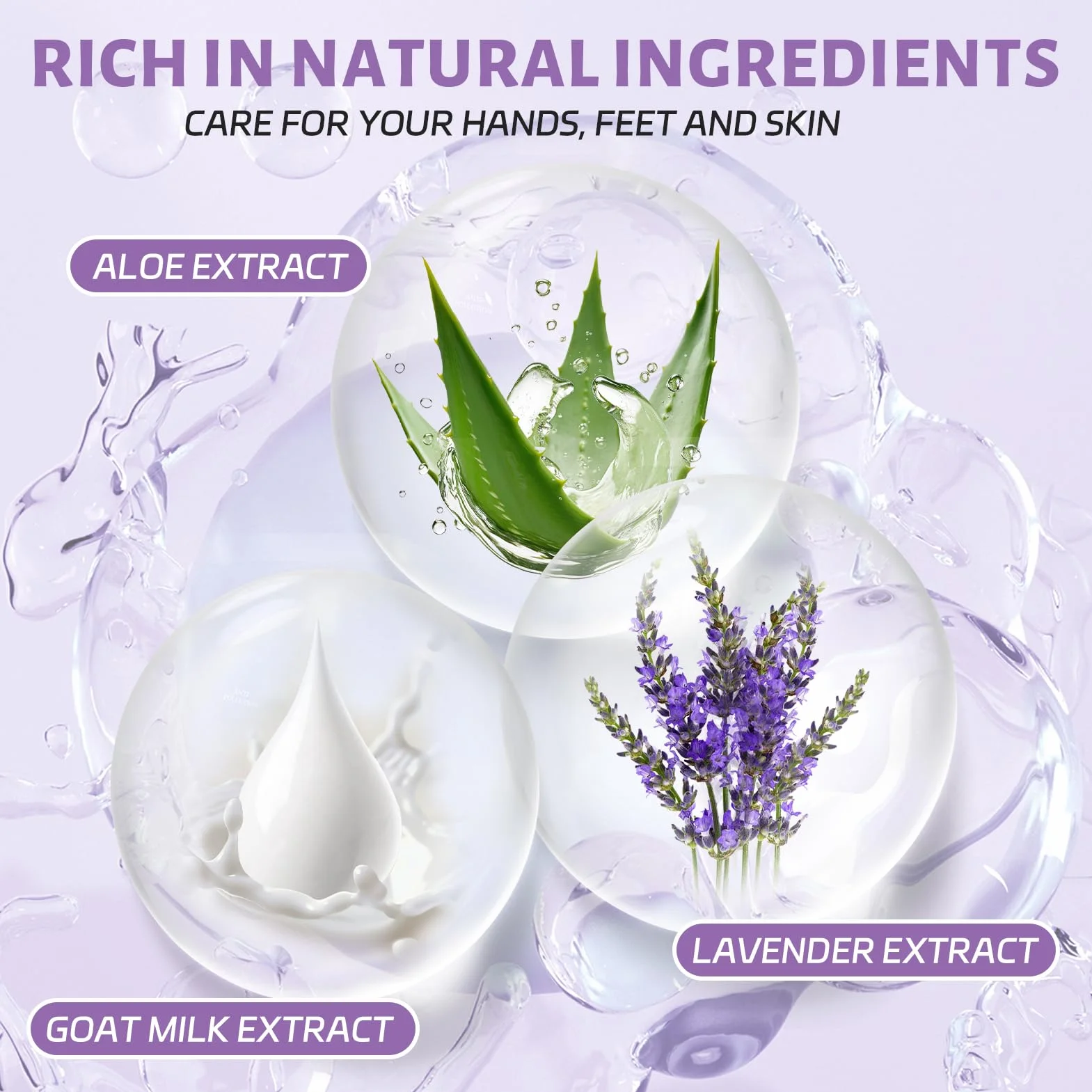 Masque Pieds Peeling Exfoliant Gants Hydratants Lavande Lait de Chèvre Aloès 3 Paires