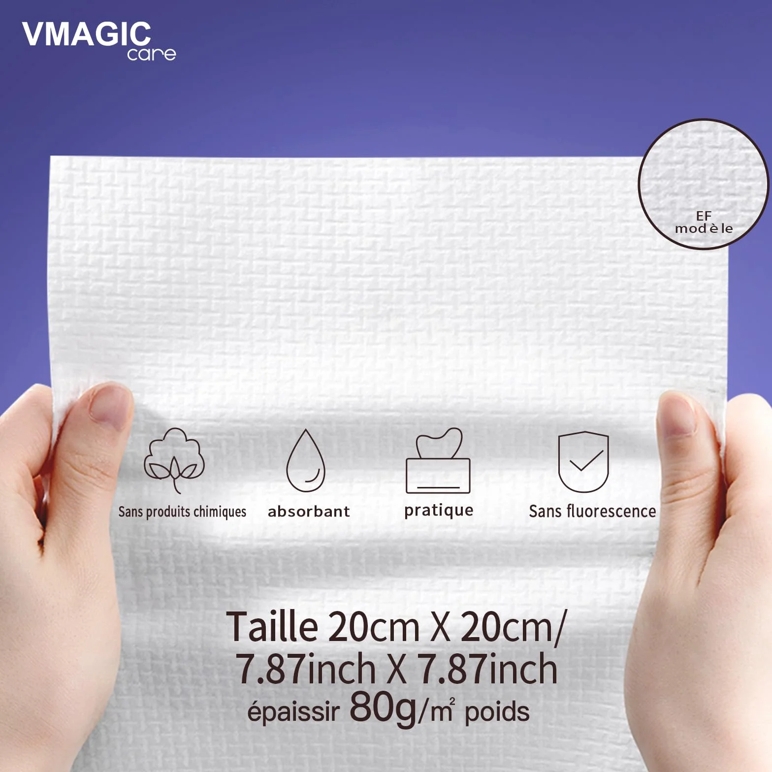 Serviettes visage jetables en coton 20x20 cm 120 pièces sans parfum démaquillage soins bébé