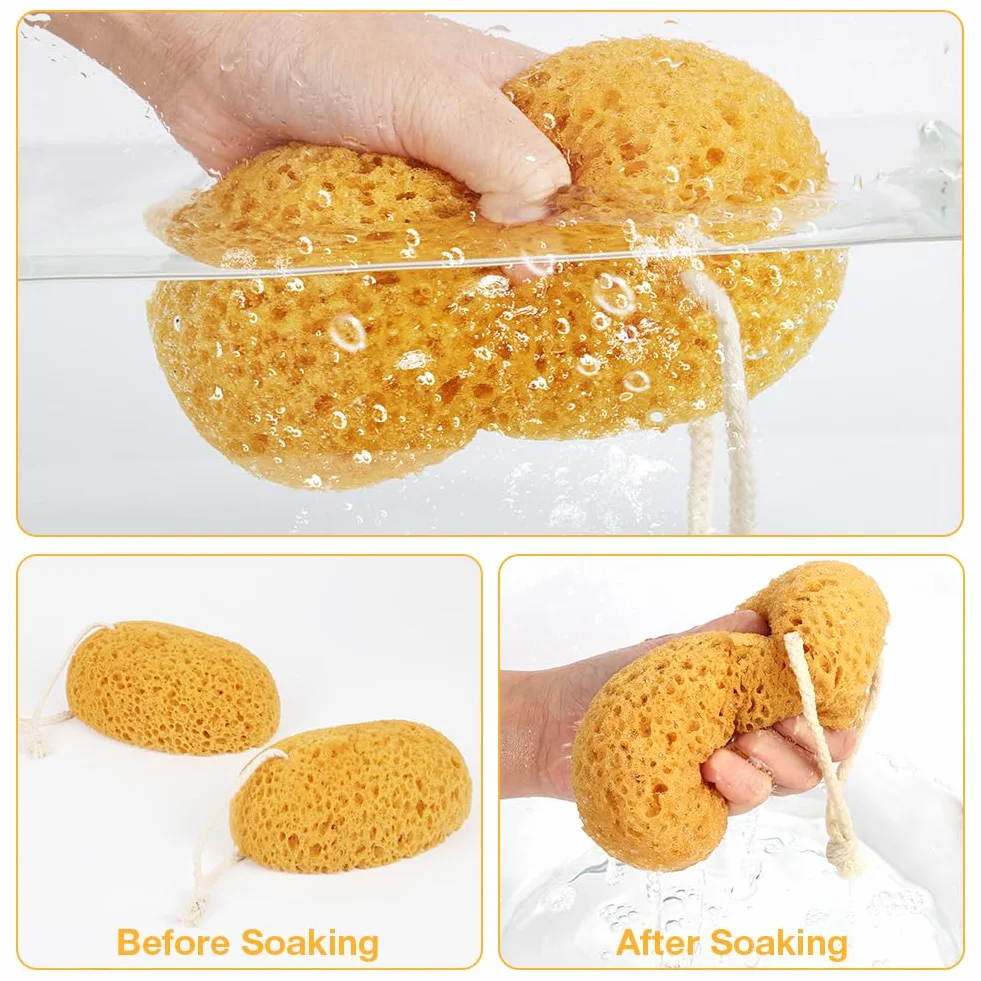 Flintronic Éponge de Bain Nid d'abeille Exfoliante Mousse Dense Grande Taille