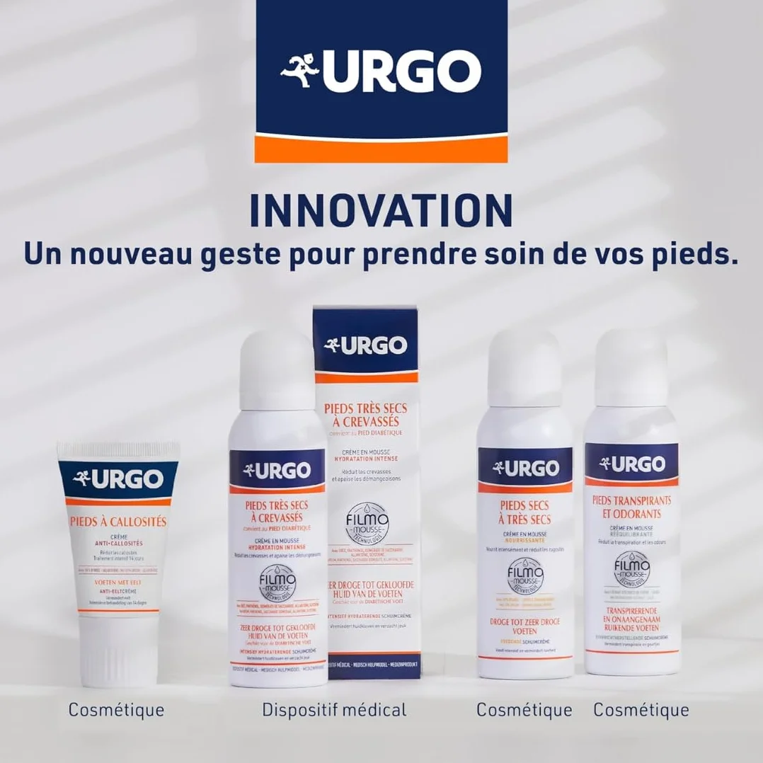 Urgo Filmomousse Hydratation Intense 125ML Traitement pieds très secs crevassés