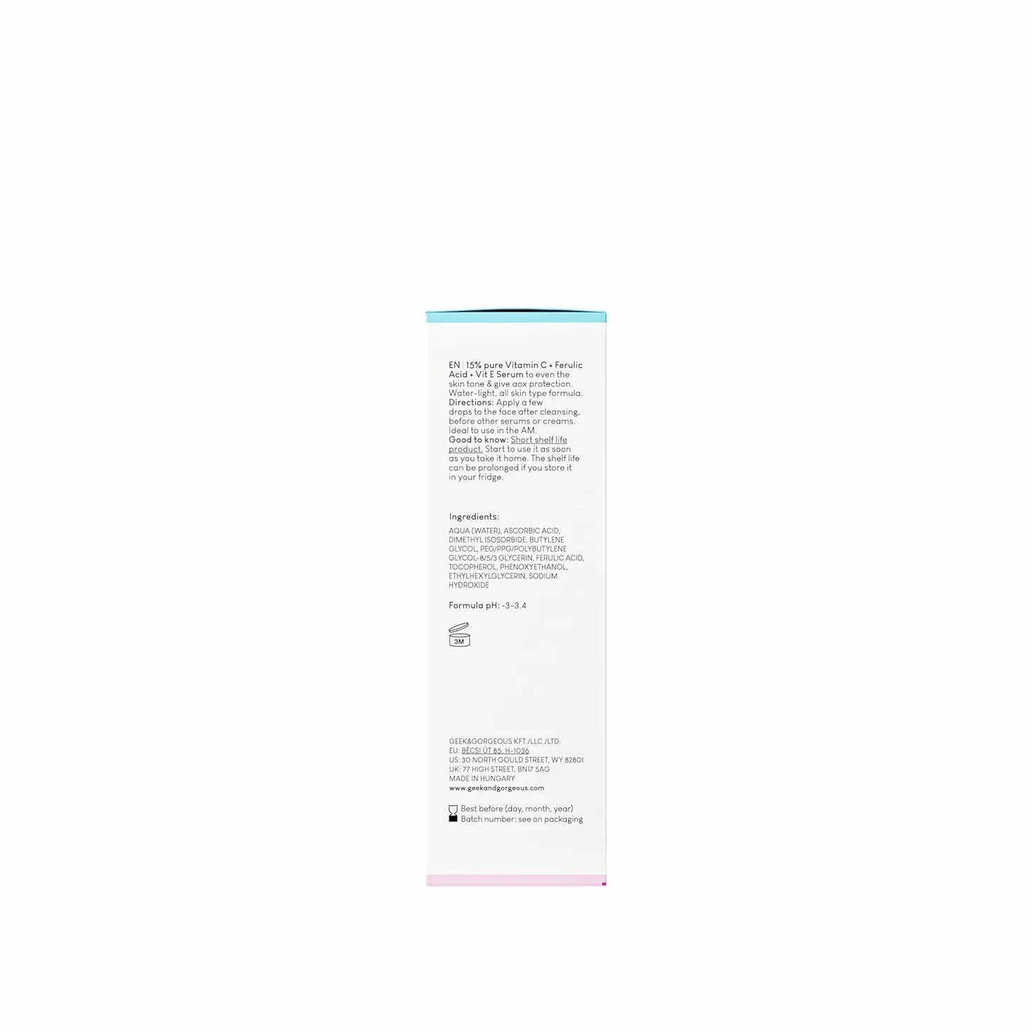 Geek & Gorgeous - C-Glow - Sérum à 15% de vitamine C + acide férulique & vitamine E, protège contre les dommages environnementaux, stimule le collagène & unifie le teint - tous les types de peau, Pack