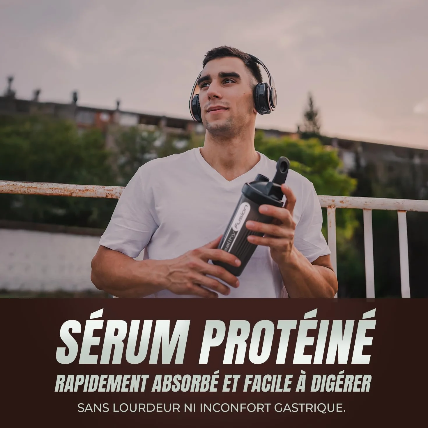 Healthy Fusion Whey Protein 43 g/dose Protéine Whee Pure avec Collagène Magnésium Vitamine B6 Chocolat 1kg