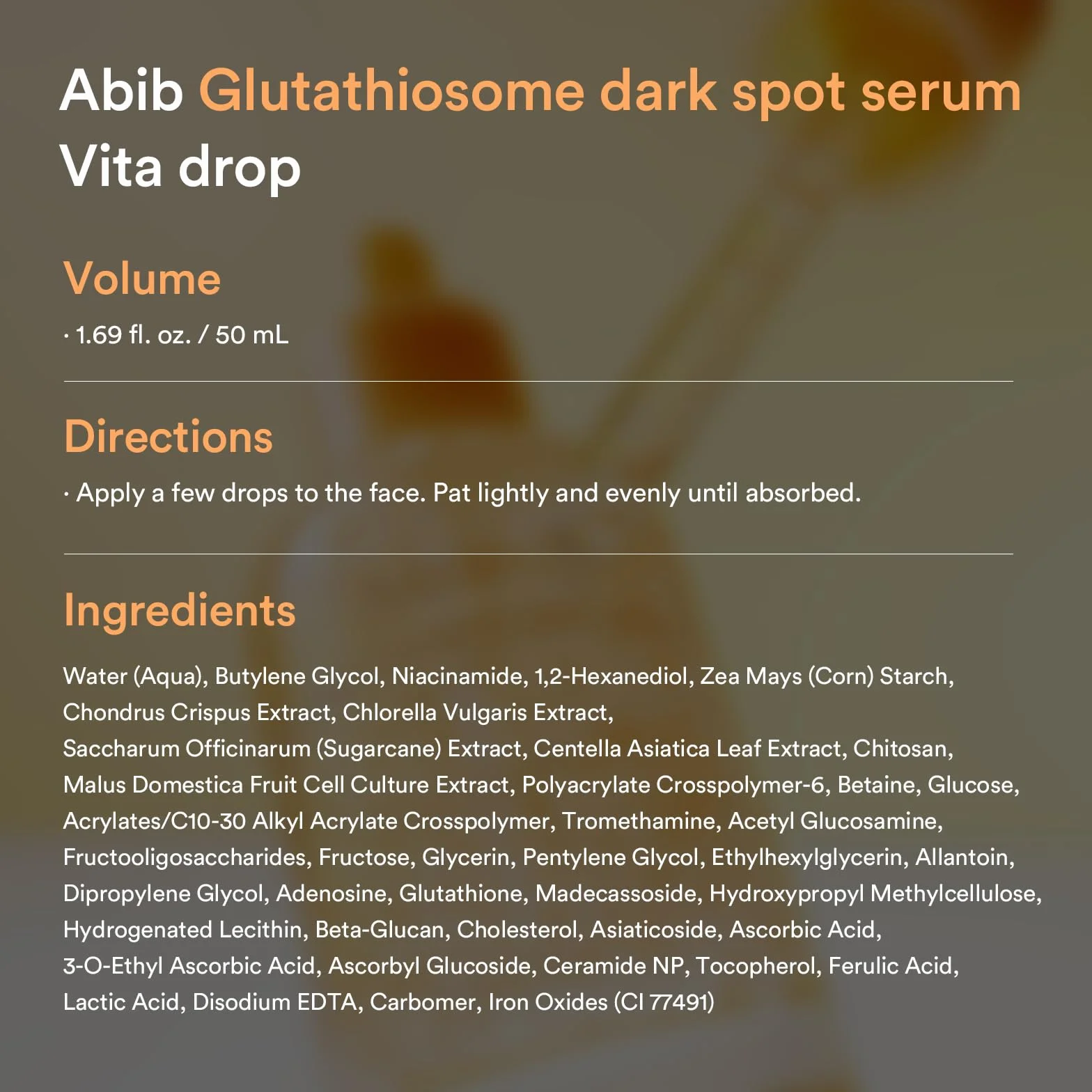 Abib Sérum Anti Taches Brunes Au Glutathiosome Vita Drop Korean Skincare 1,69 Fl.Oz.