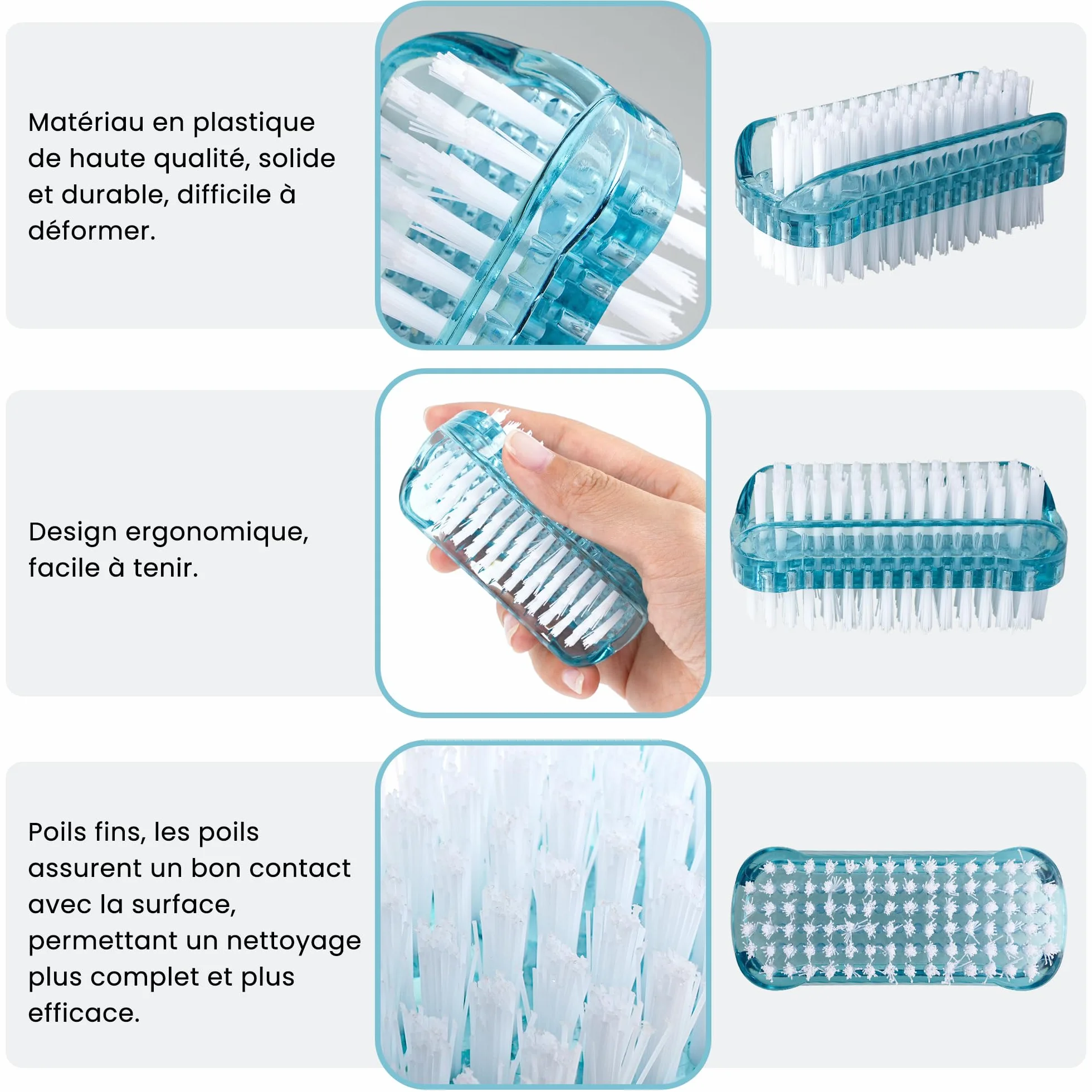 Lot de 4 Brosse à Ongles Double Face, Brosse Ongle en Plastique pour Nettoyage des Mains