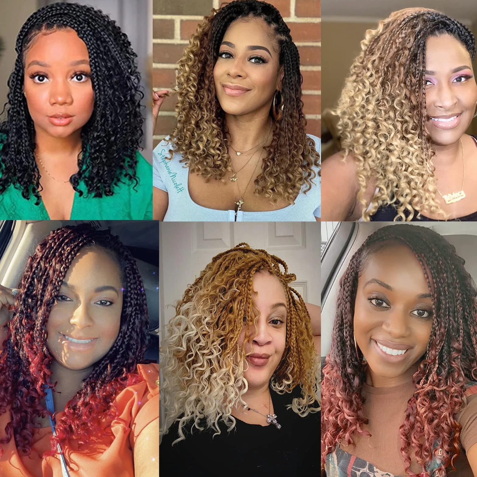 Boho Box Braids Crochet Hair with Curly Hair Pre Loop Long Black Messy Goddess Box Braids Extensions de cheveux pour femmes noires (30.6 cm (Lot de 8), 1B/30#)