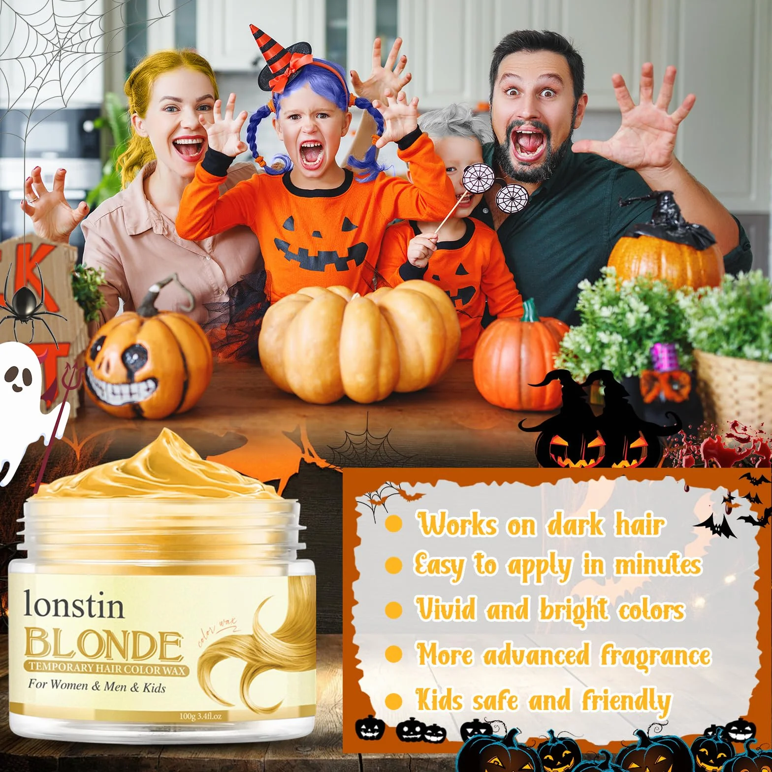 Temporaire Lavable Cire de Cheveux Couleur Or Baume Naturel pour Femmes Hommes Cosplay Halloween Noël