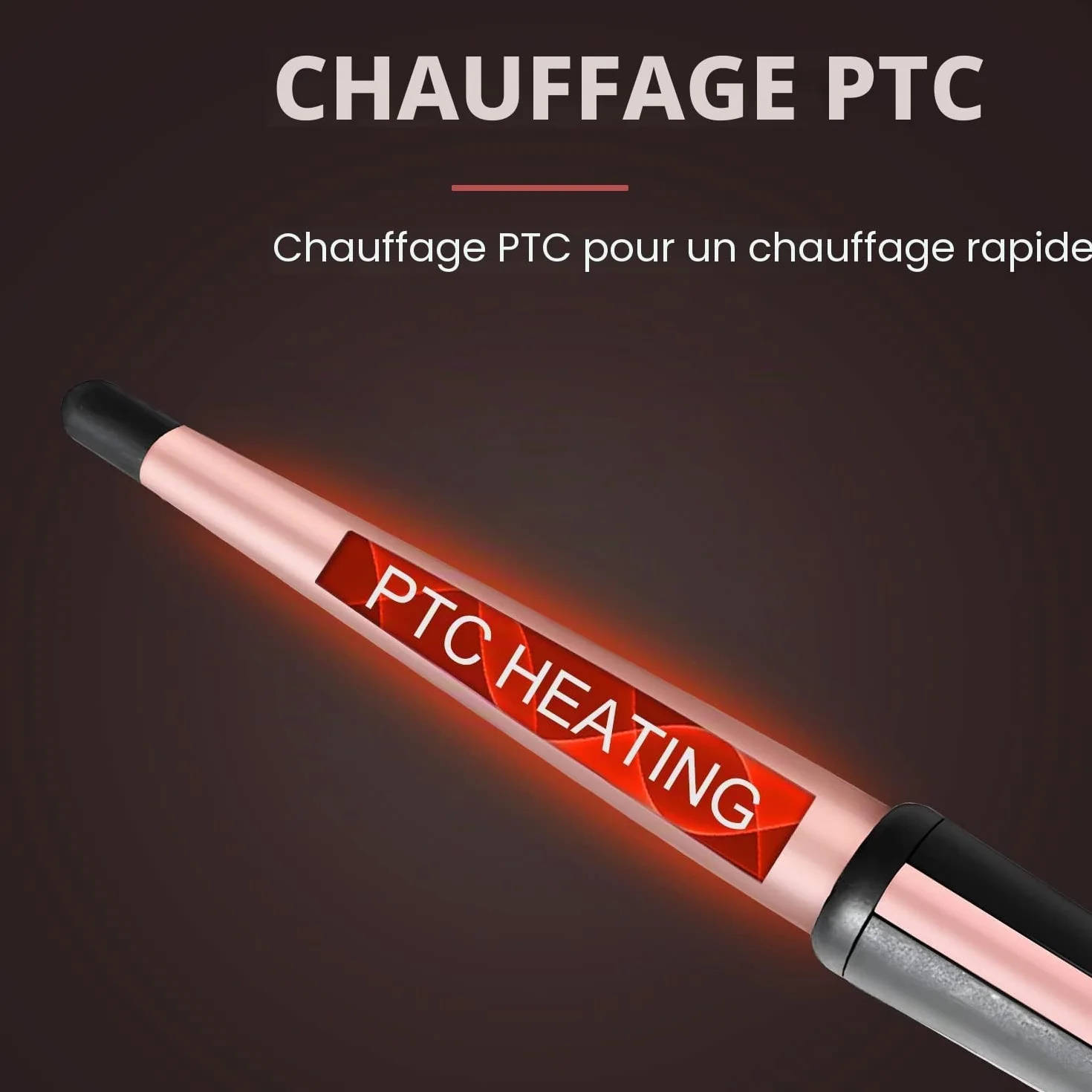 Boucleur à cheveux professionnel 25mm conique céramique avec gant résistant à la chaleur JAETON