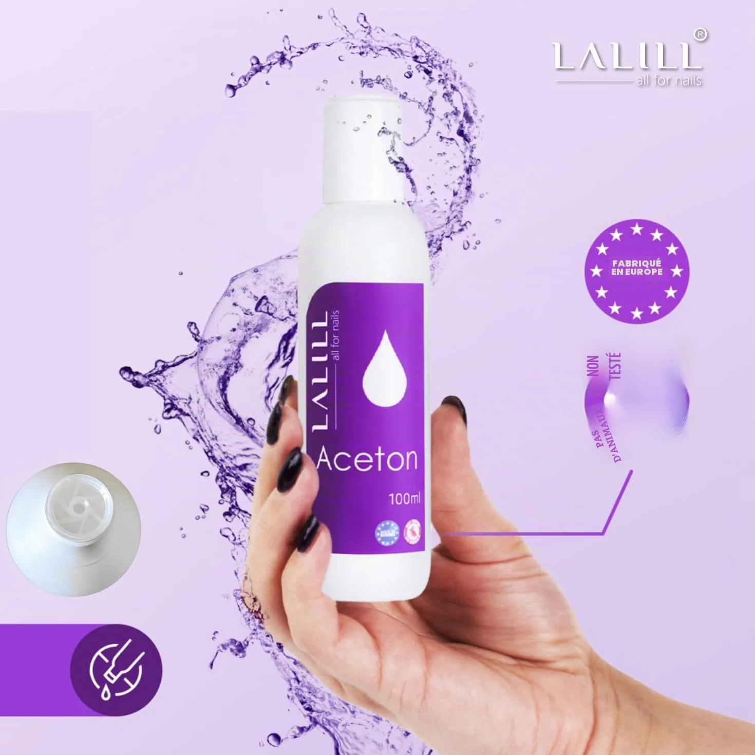 Set Cleaner Ongles Dégraissant 100 ml + Dissolvant à L'acétone 100 ml - Gel Polish Remover - Acétone UV