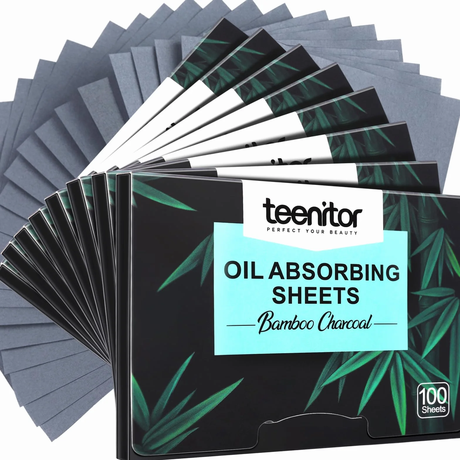 Teenitor Lot de 800 feuilles de papier buvard pour le visage, feuilles absorbantes d'huile de charbon de bambou pour peaux grasses, feuilles de buvard pour le visage, tampons absorbants d'huile
