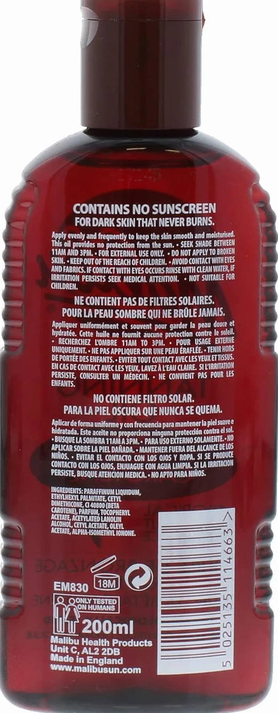 Malibu Huile accélérateur de bronzage Naturel carotène 200 ml