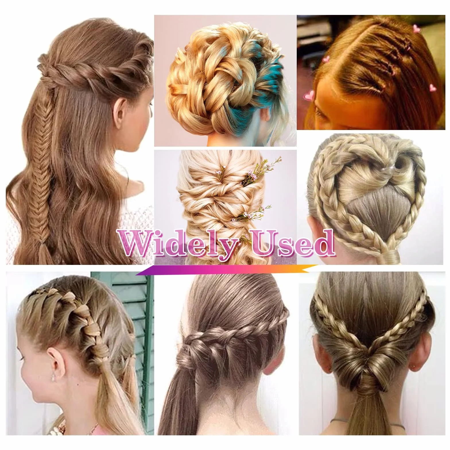 Sularpek Outil de Queue de Cheveux, 2pcs Tresse Coiffure Accessoires pour Femmes et Filles Noir