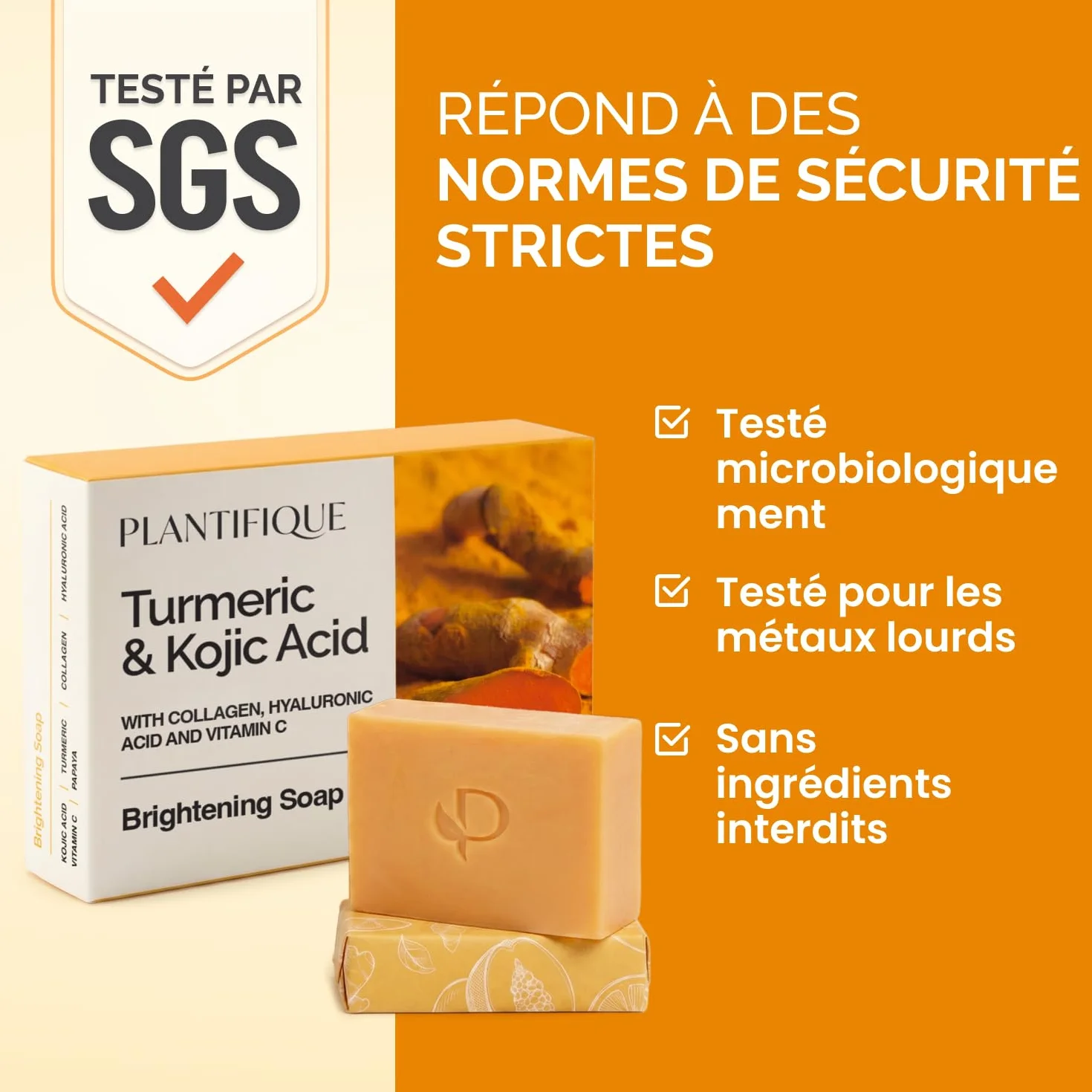PLANTIFIQUE Savon Curcuma & Acide Kojique Visage Corps Anti-Tache Éclaircissant 2 Barres