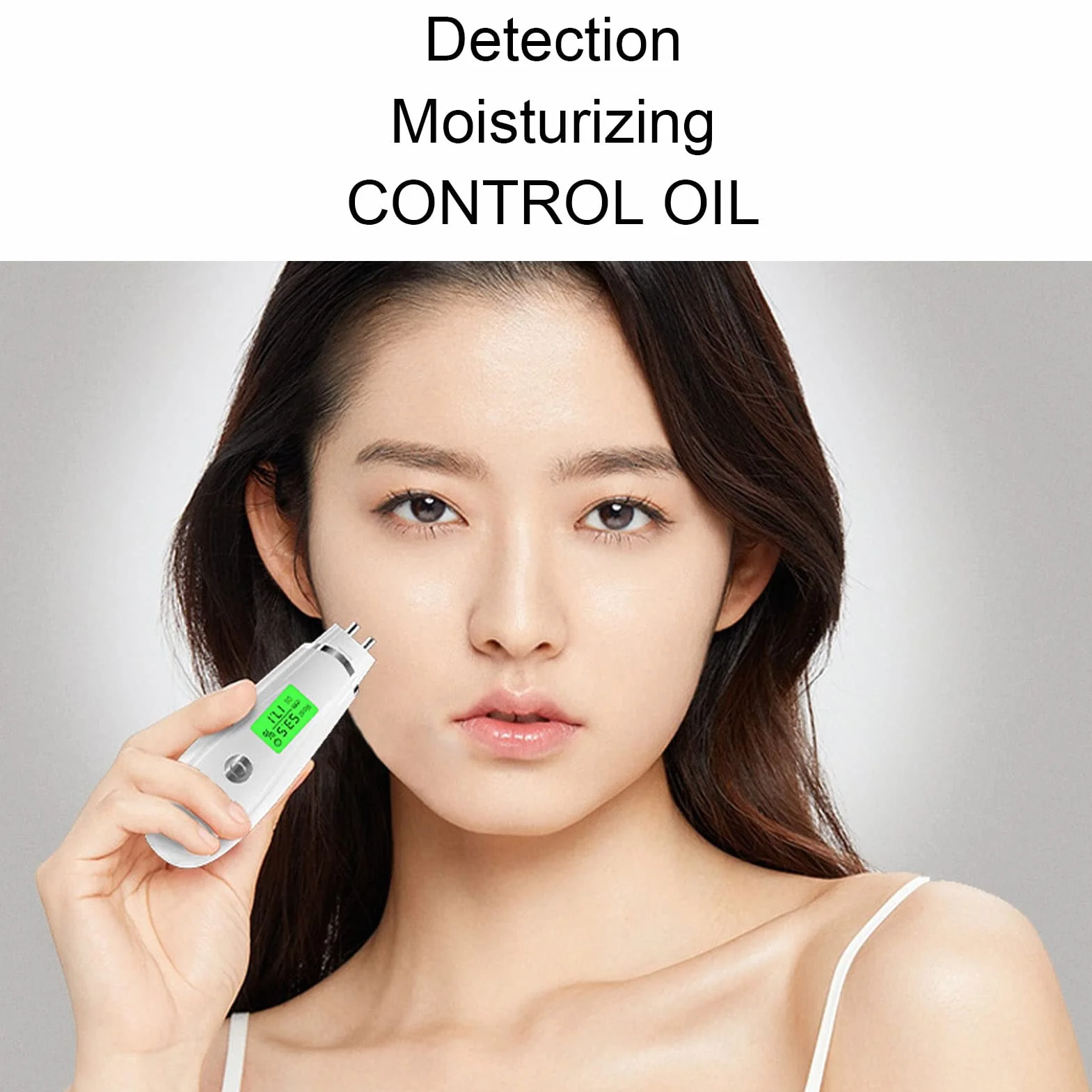 Détecteur Numérique de Peau Portable, Testeur d'humidité du Visage Blanc, Analyseur d'humidité de la Teneur en Huile de la Peau