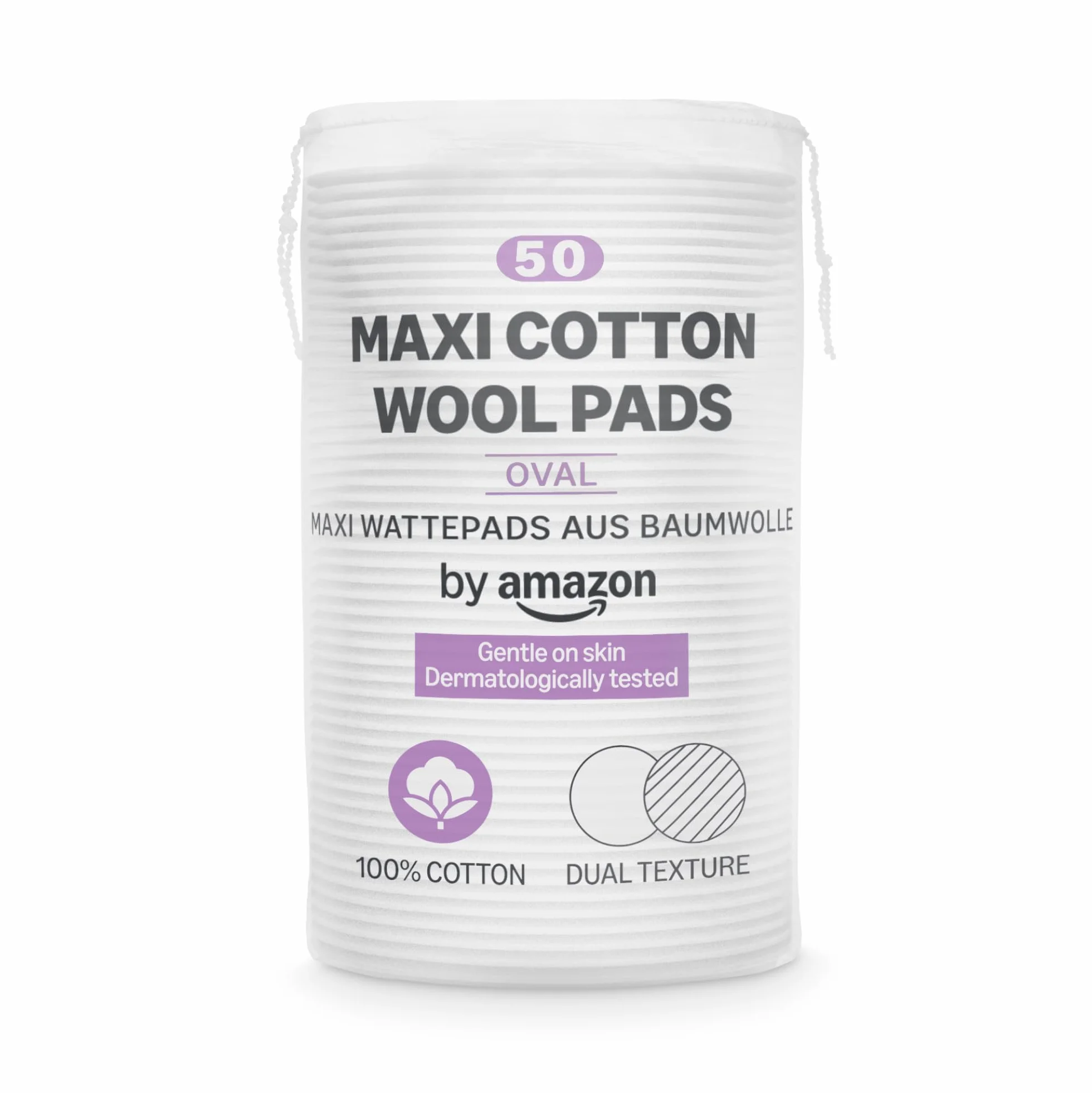 Cotons à Démaquiller Maxi Ovale by Amazon, 100% coton, 50 ovales