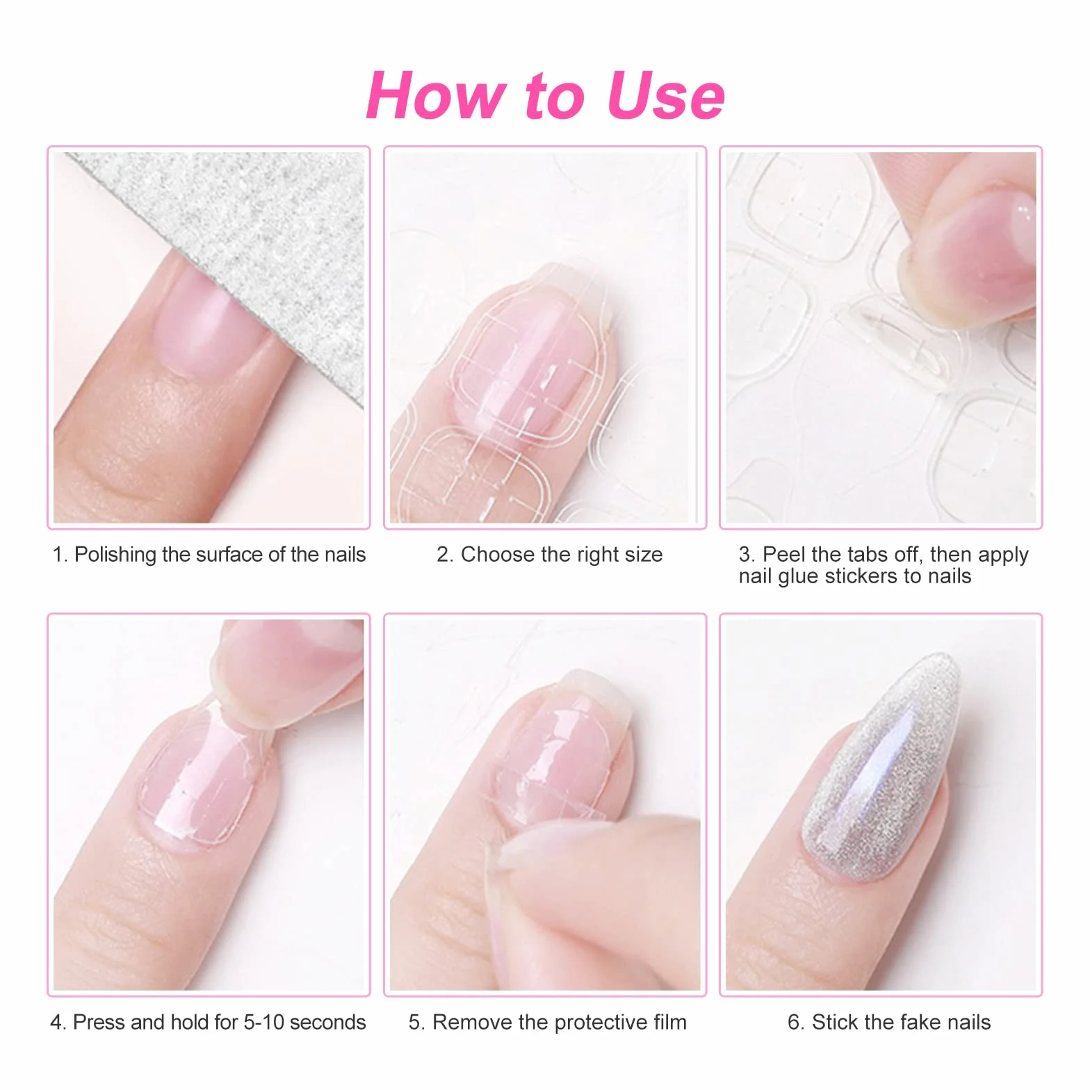 Autocollants à Ongles 240 Pcs, Faux Onglets Autocollants Double Face, Adhésif Transparent pour Nail Art