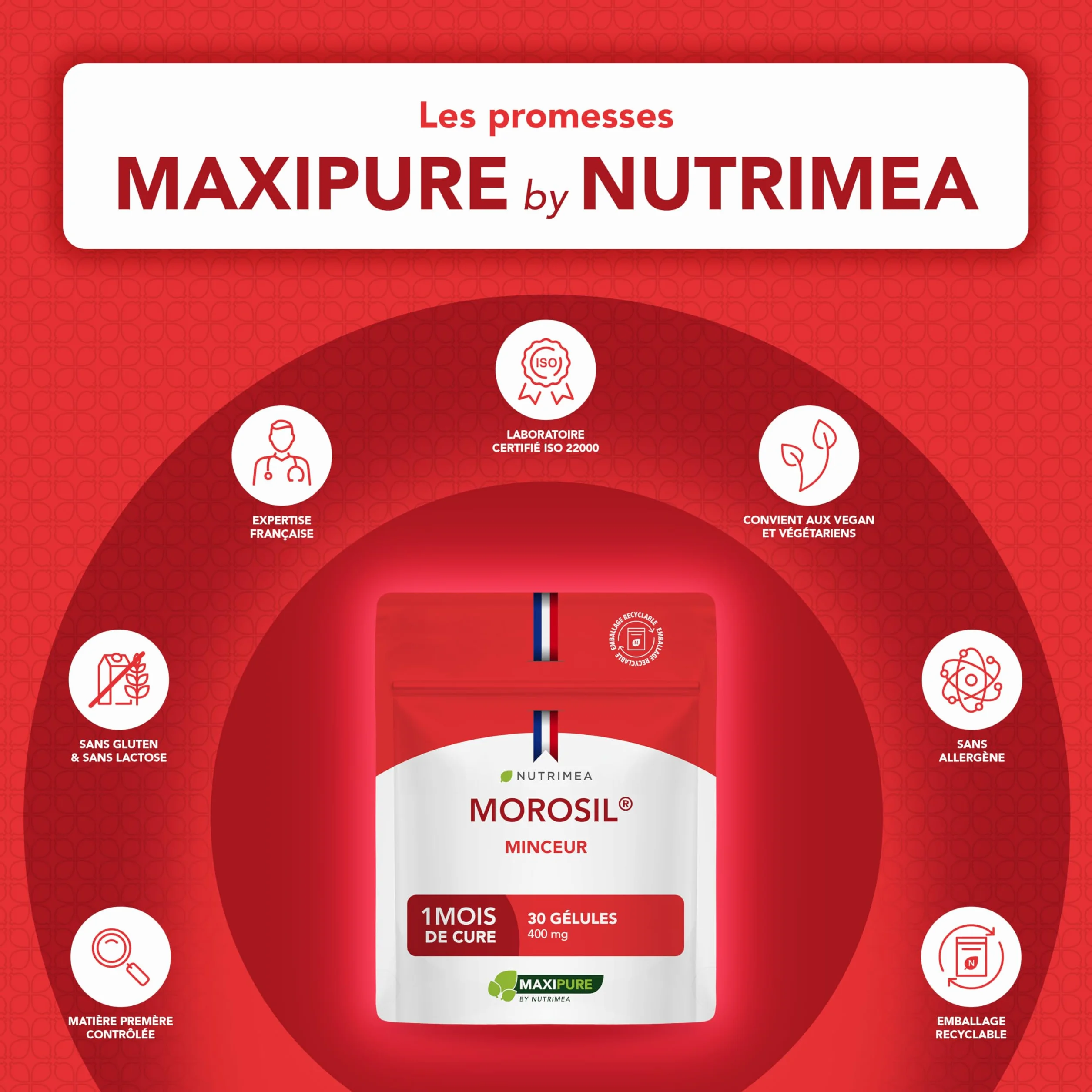 Nutrimea MOROSIL® 400 mg Extrait d’Orange Moro Breveté 30 Gélules Vegan Fabriqué en France