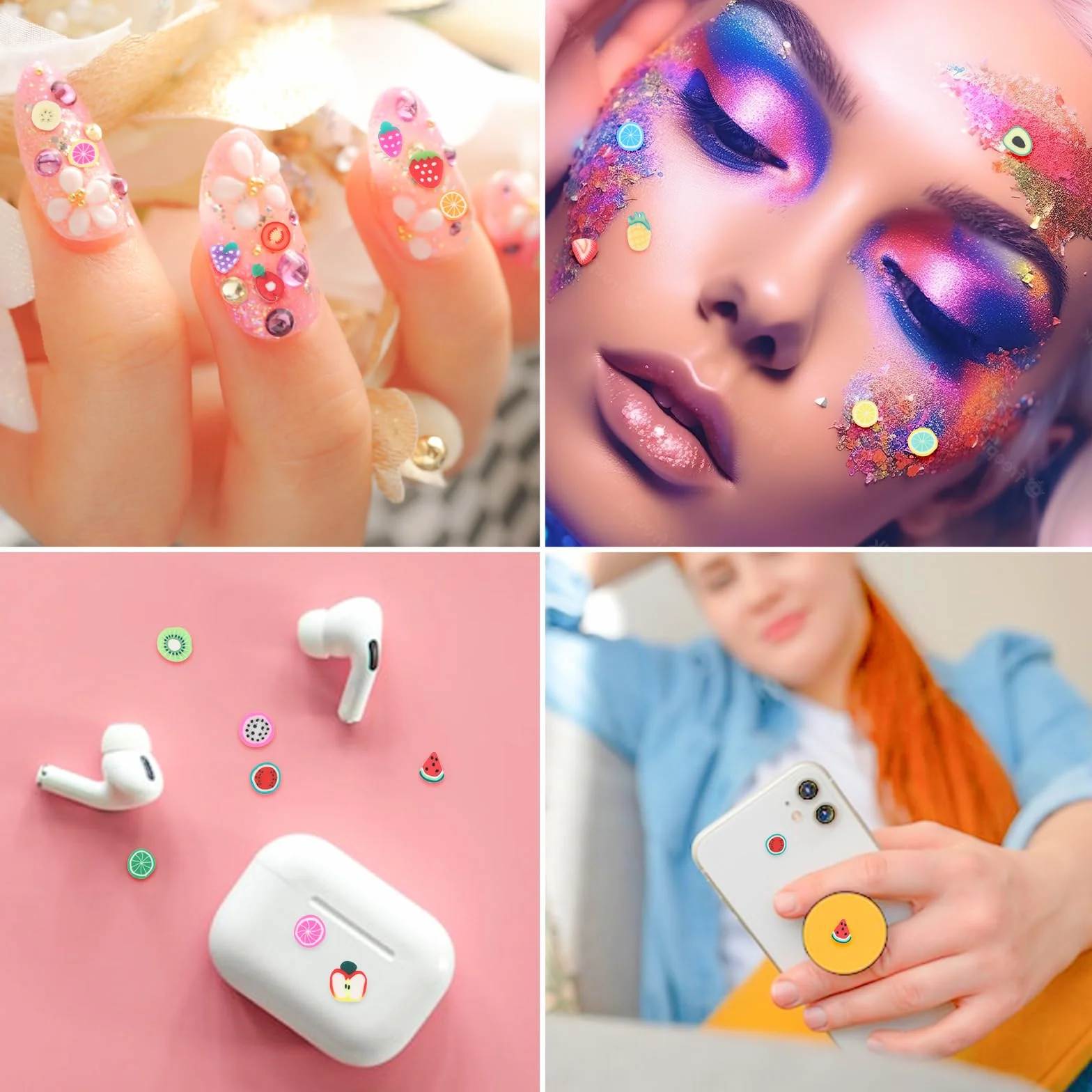 Lot de 6000 tranches de fruits 3D en argile polymère pour nail art, résine et décorations d'ongles