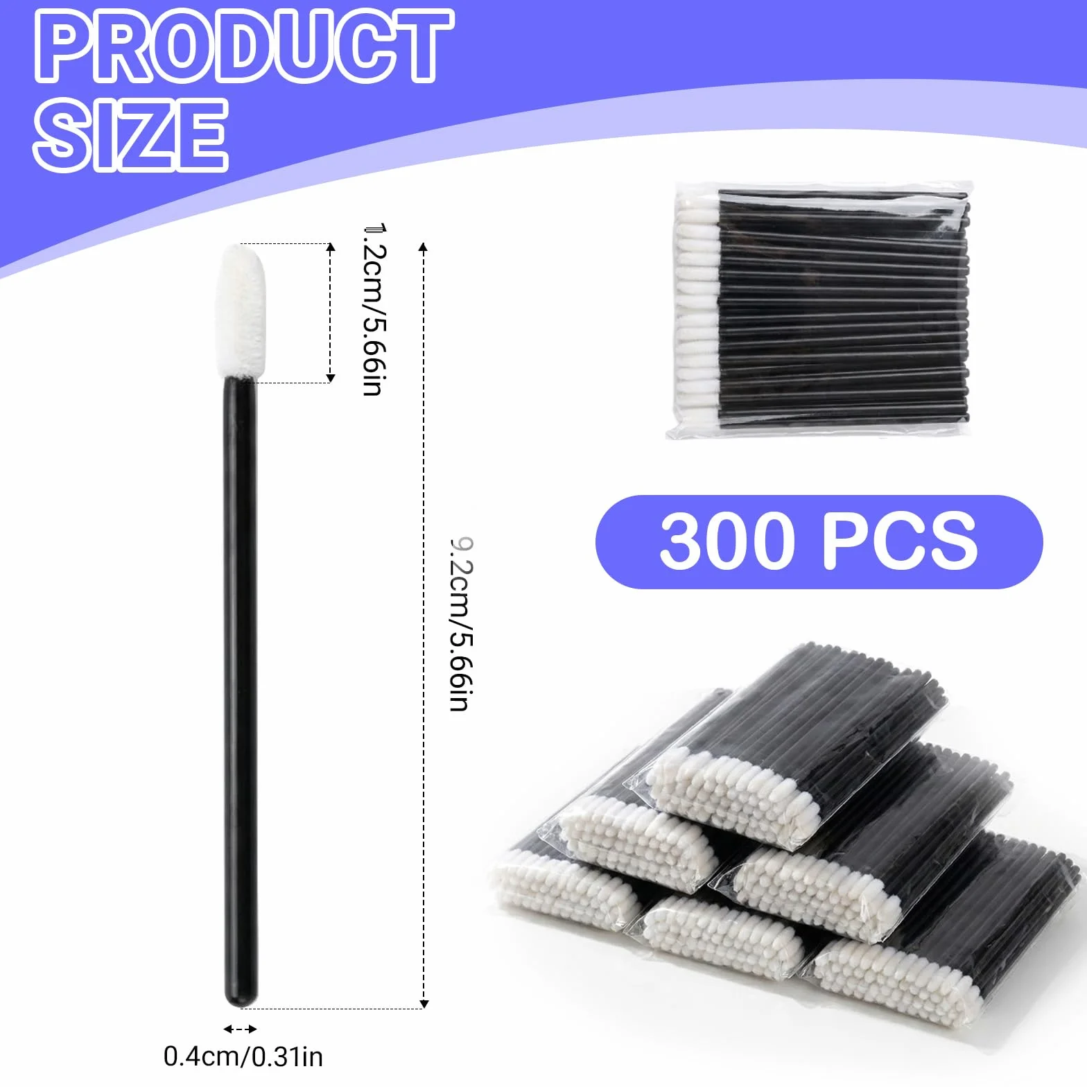 Pinceaux Lèvre Jetables 300 Pièces, Brosse Goupillon Pinceau Sourcil Extension Stick Lèvre, Applicateurs Maquillage Hygiéniques