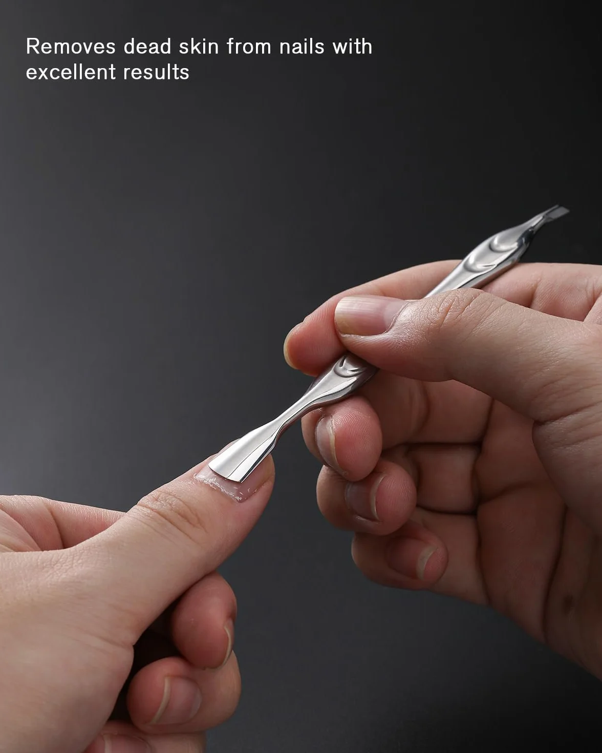 Repousse-cuticules 2 en 1, coupe-cuticules en acier inoxydable pour manucure et pédicure - Argent