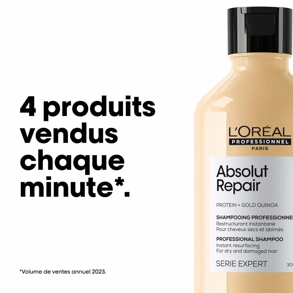 L'OREAL PROFESSIONNEL Absolut Repair Restructuration Instantanée Cheveux Secs Abîmés 77% Dommage Moins 7x Brillance