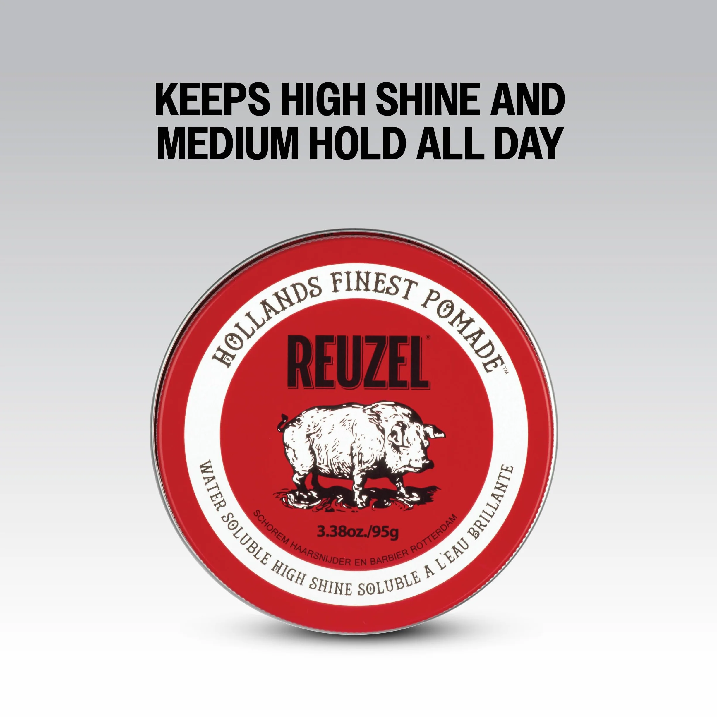 Reuzel 2026 Road Trip, Pommade Rouge Tenue Moyenne Haute Brillance Pour Homme, Soluble dans l’Eau pour un Look Souple Haute Brillance, 95g + Voyage Gratuit Format 35g