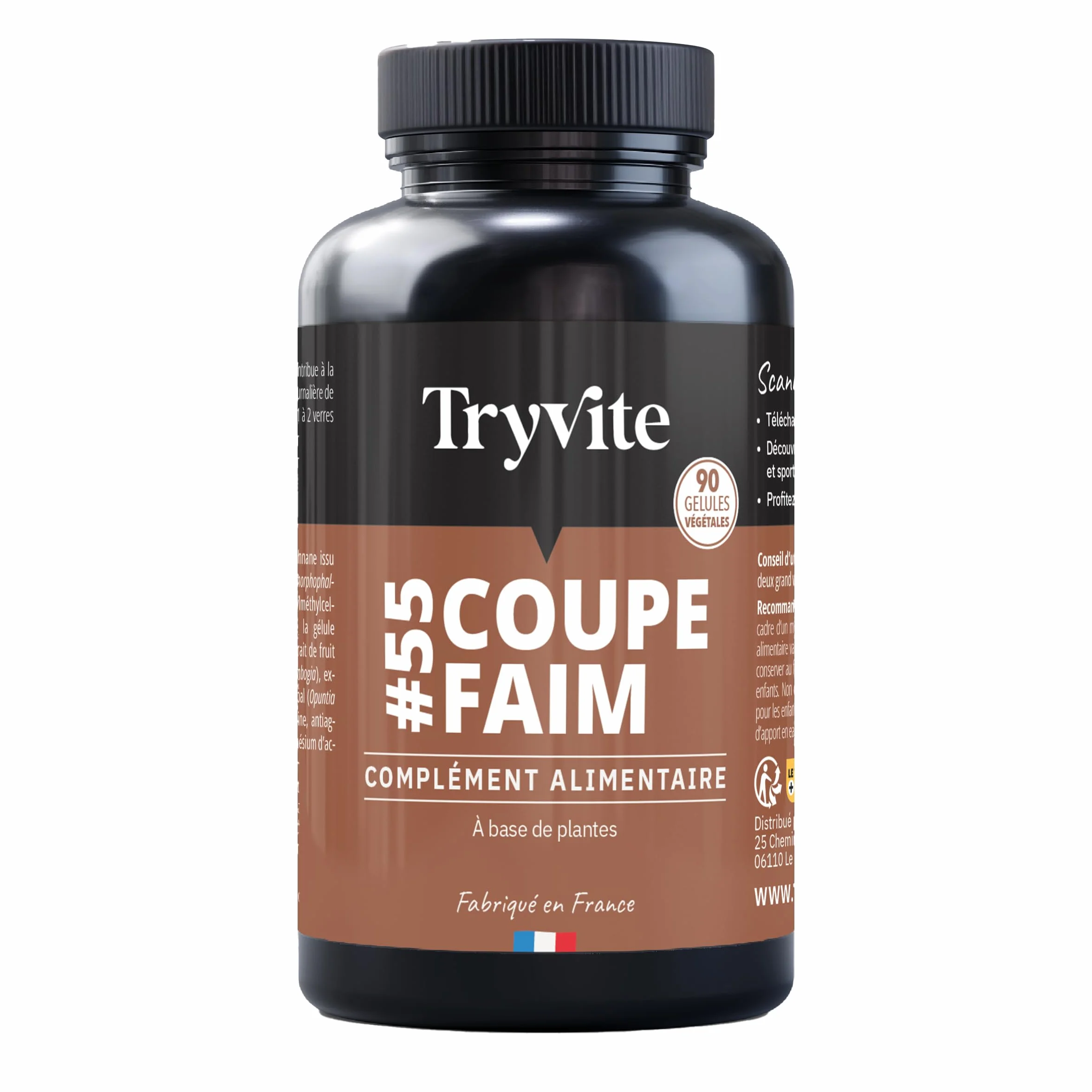 TRYVITE Glucomannane de Konjac 90 Gélules Formule Satiété Gestion des Portions Fabriqué en France