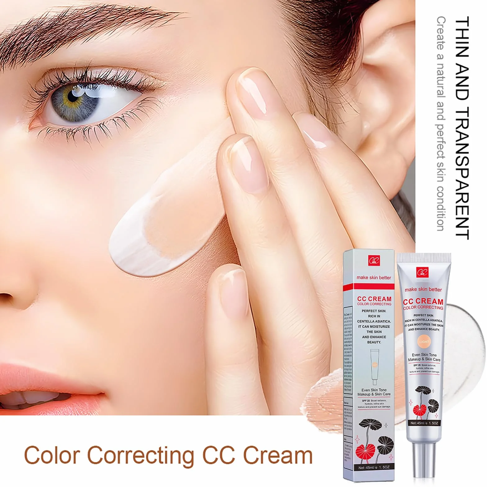 Crème CC Centella Asiatica Correctrice Teint SPF 25 Anti-cernes 01 Clair