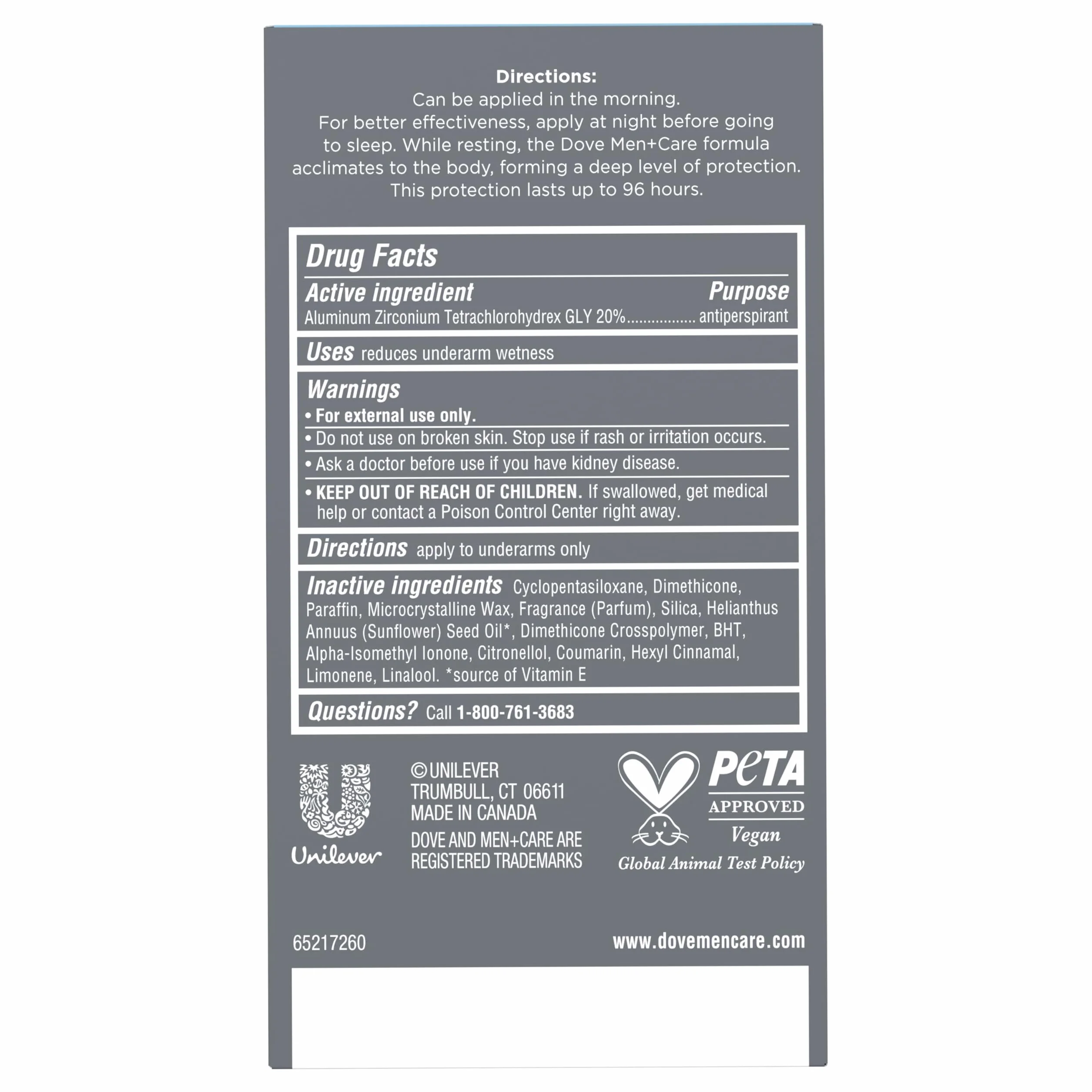 Dove Anti-transpirant et déodorant solide Men + Care Le Propre du Confort - Pour homme - Protection éprouvée en clinique - 50 ml