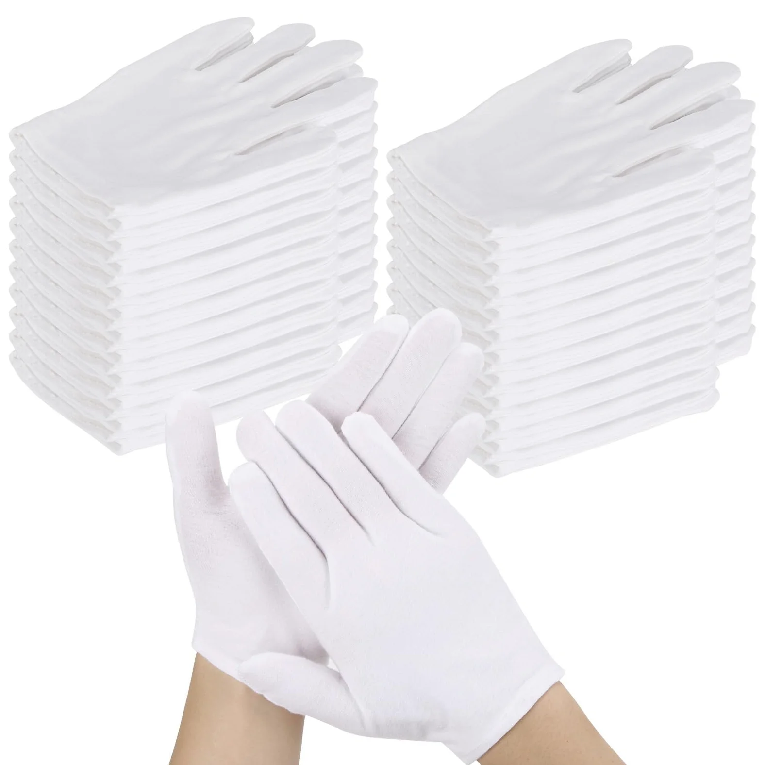 Lot de 60 paires de gants en coton blanc pour mains sèches, gants de spa hydratants pour homme et femme