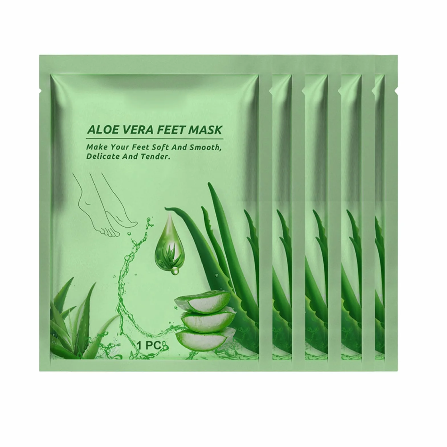 Yinhing Masque Pieds Aloe Vera 5 Pièces Exfoliant Hydratant Soin Doux Lisses