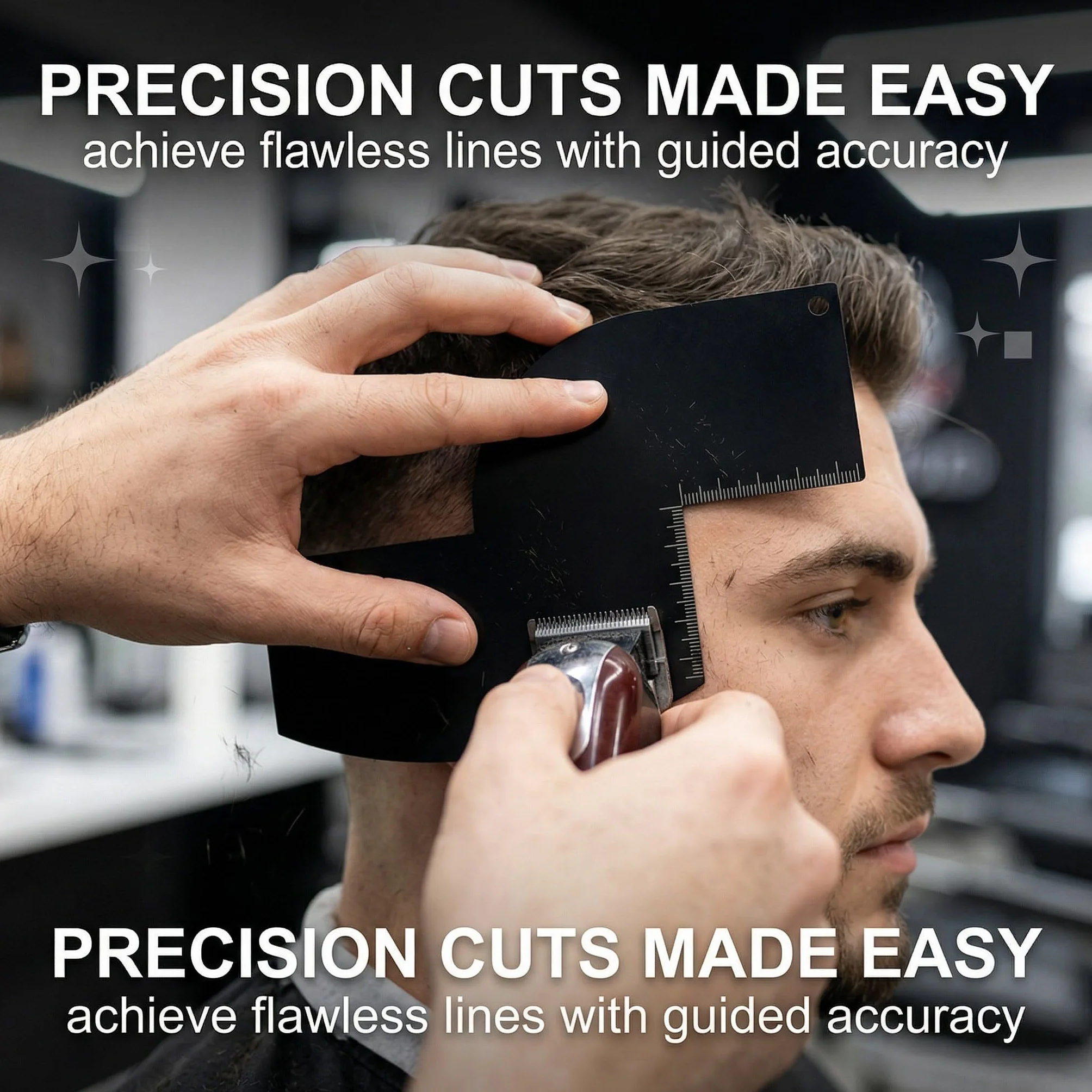 3 Pièces Cartes d'Amélioration Barbier avec Indicateurs Mesure, Barber Tools, 3 Formes Outil Mise en Forme Ligne Capillaire Gabarit Barbe Noir Outils Bordure en Spray Réutilisables pour Hommes
