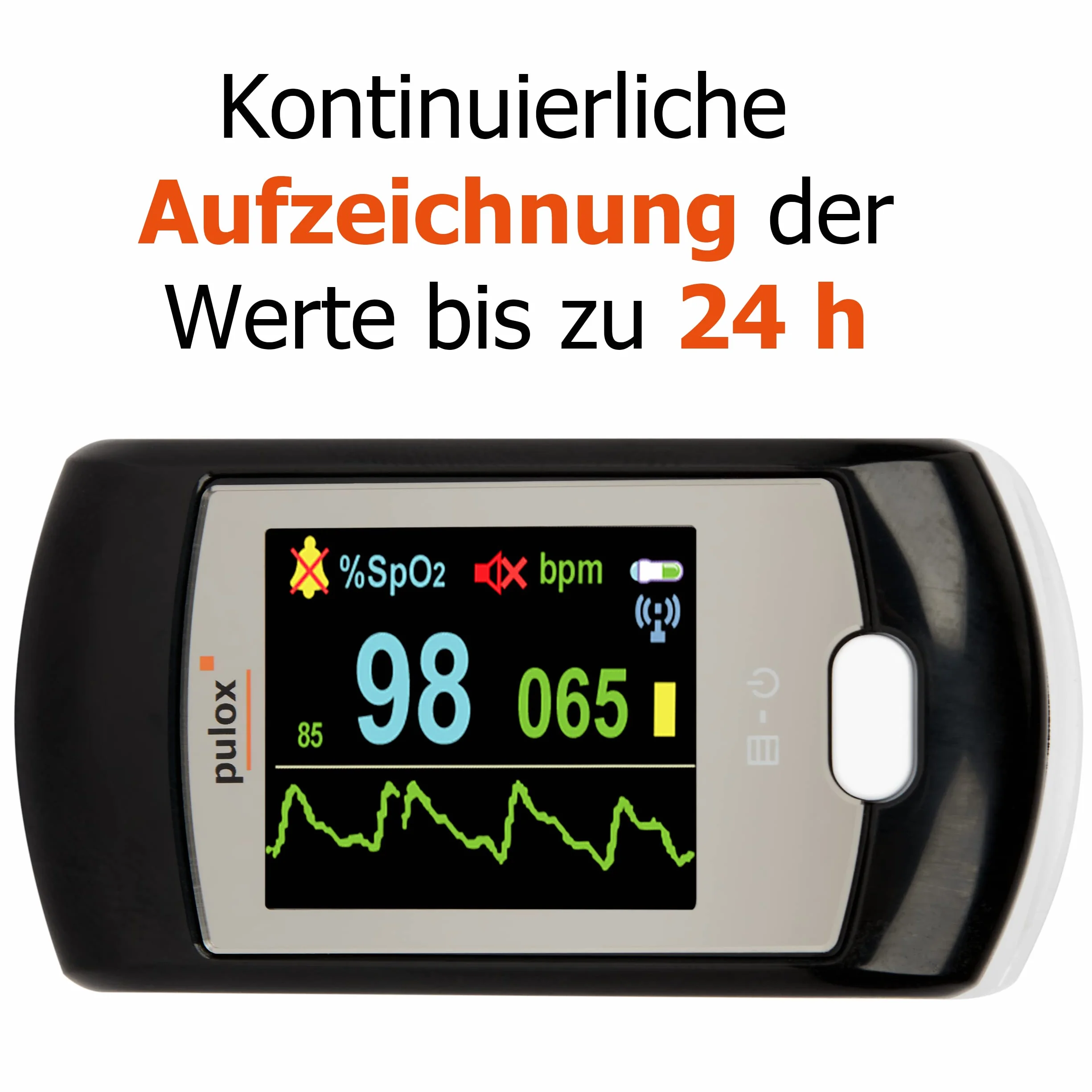 Oxymètre de pouls PULOX PO-300 Écran couleur LCD Alarme Batterie Li-ion Noir
