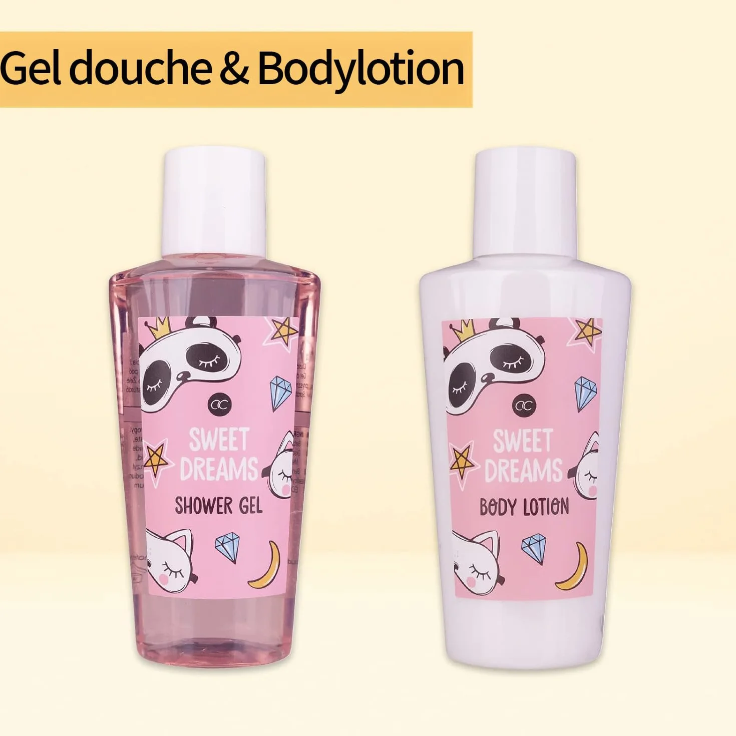 Coffret beauté Sweet Dreams masque de sommeil panda gel douche lotion corps confettis bain rose