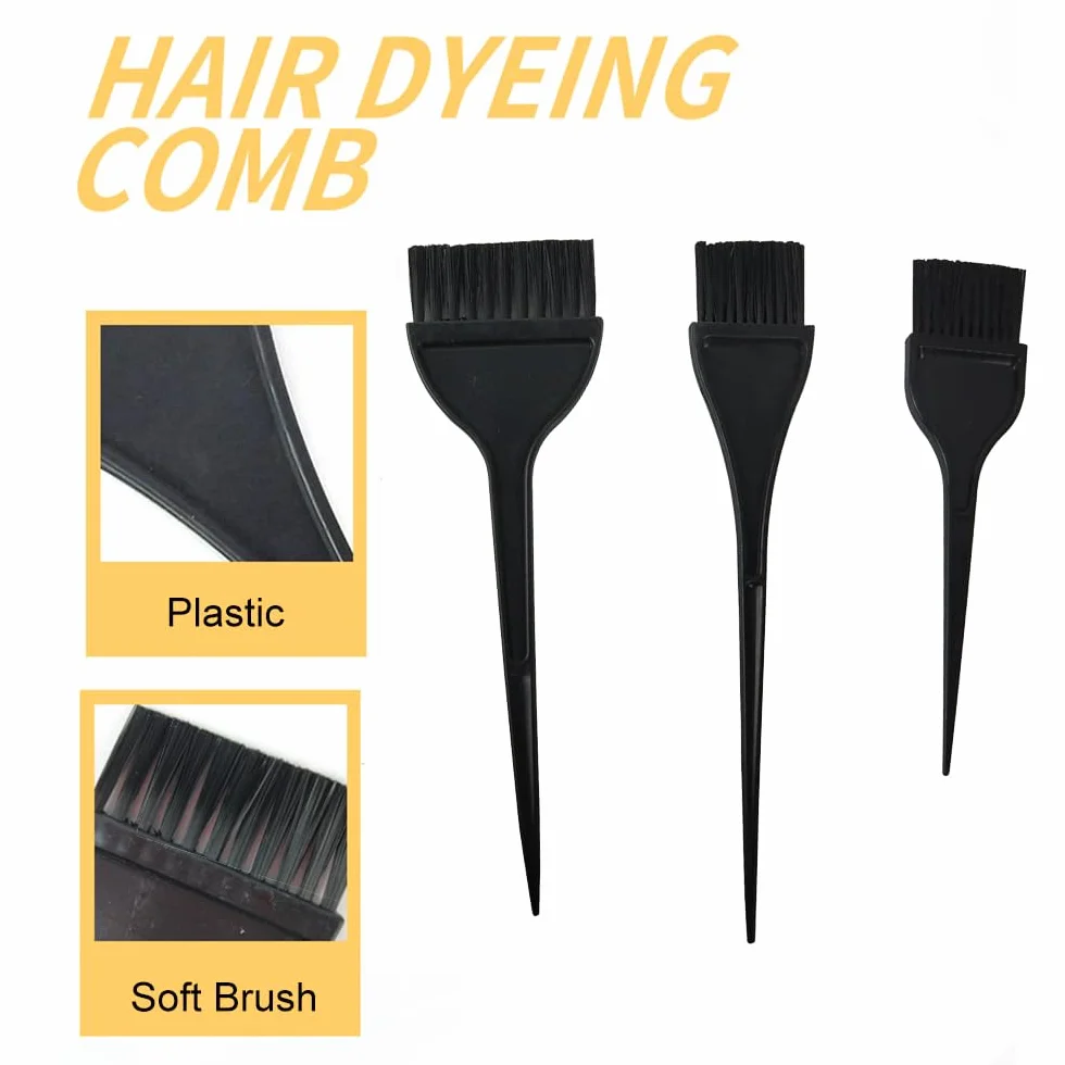 Lot de 3 pinceaux de coloration cheveux, brosse teinture applicateur