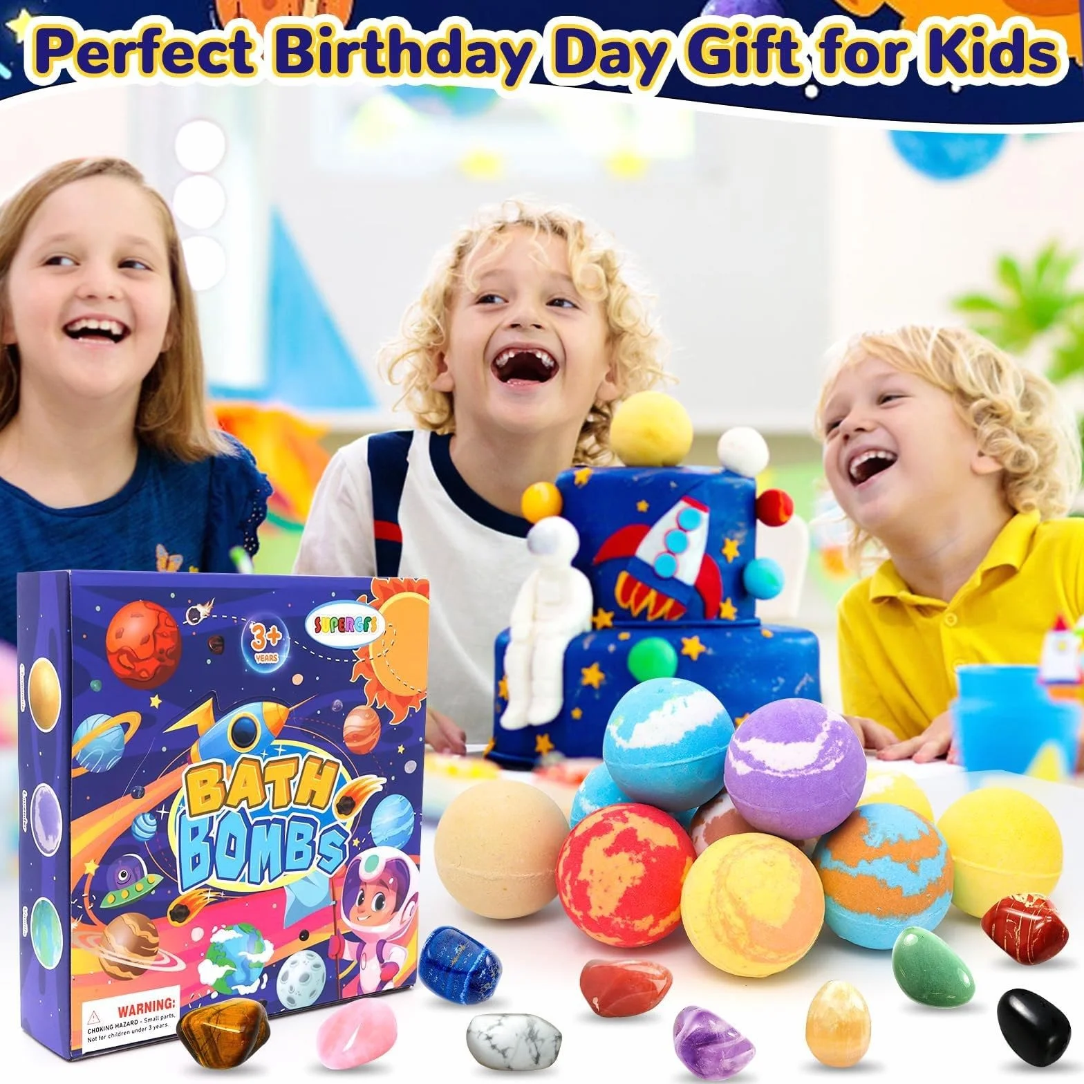 Cadeau Boules de Bain avec Jouet surprise à l'intérieur, Bombes de Bain Moussantes Organiques Naturelles pour Filles et Garçons, Cadeau D'anniversaire (10pcs avec caillou)