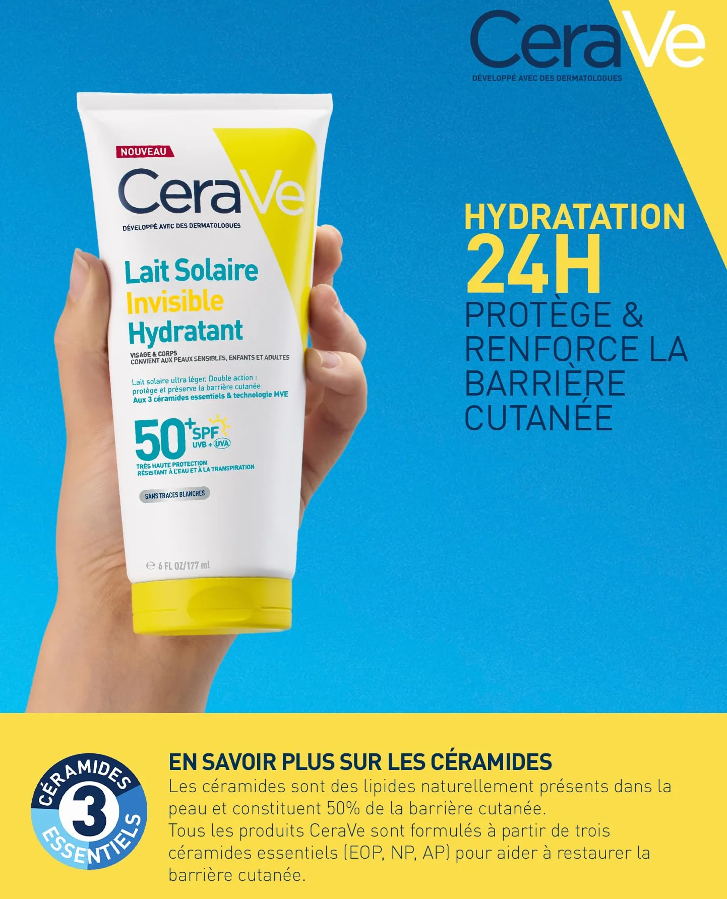 CeraVe Lait Solaire Invisible Hydratant SPF50+