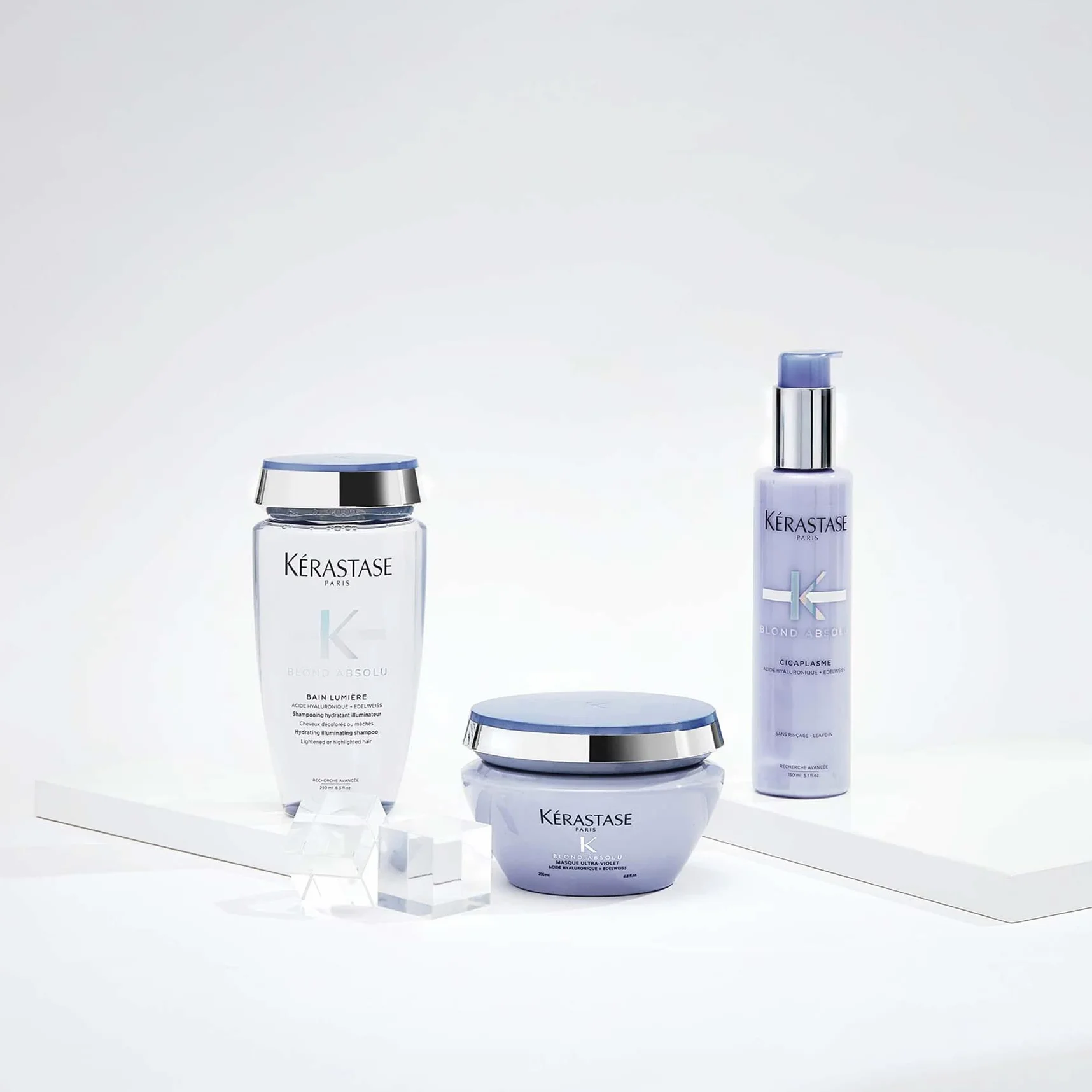 KÉRASTASE Blond Absolu Masque Capillaire Ultra-Violet Nourrissant Anti-Reflets Jaunes Acide Hyaluronique Edelweiss Cheveux Blonds Décolorés Méchés 200 ml