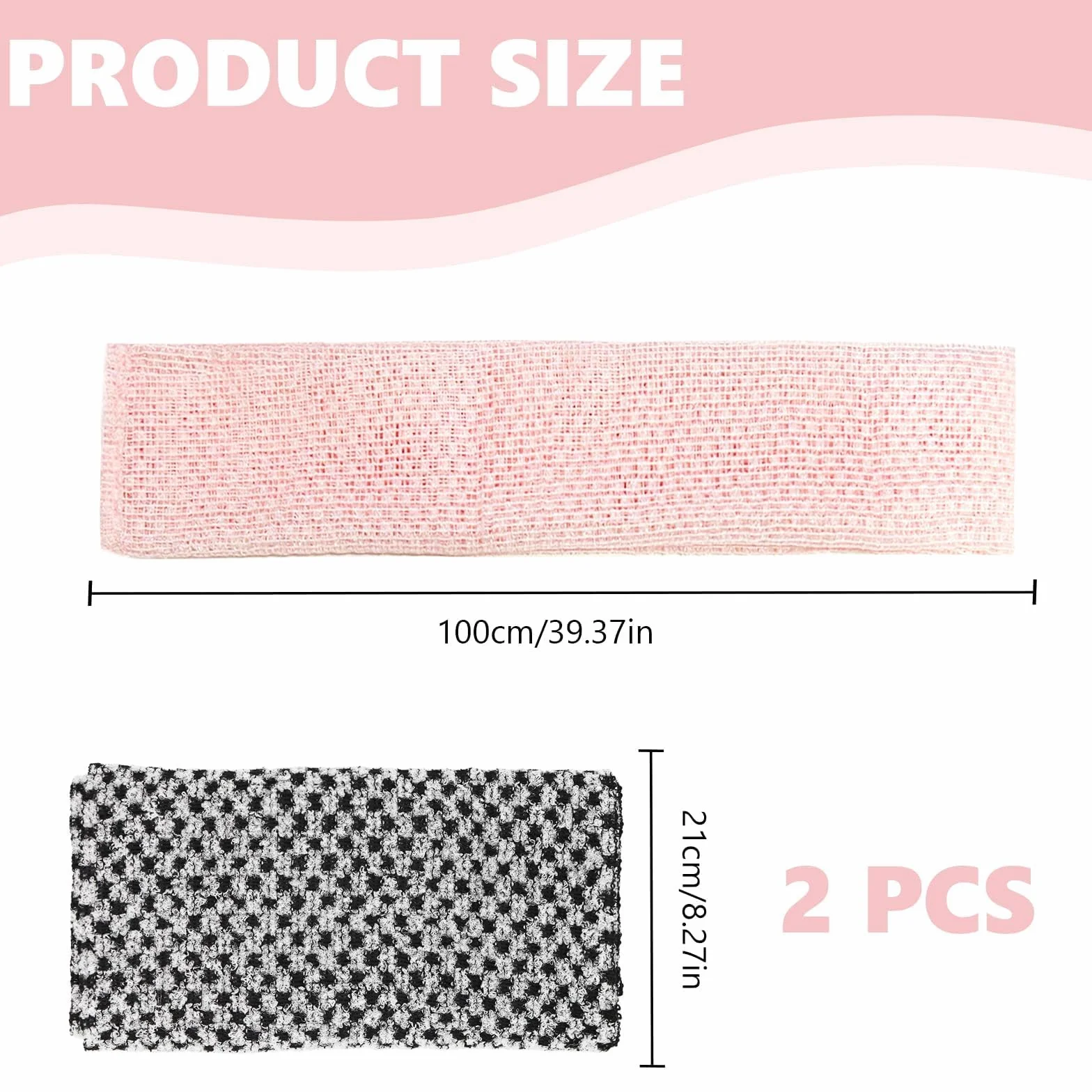 Débarbouillettes exfoliantes éponge africaine corps extra longue chiffon lavage bain douche Noir Rose