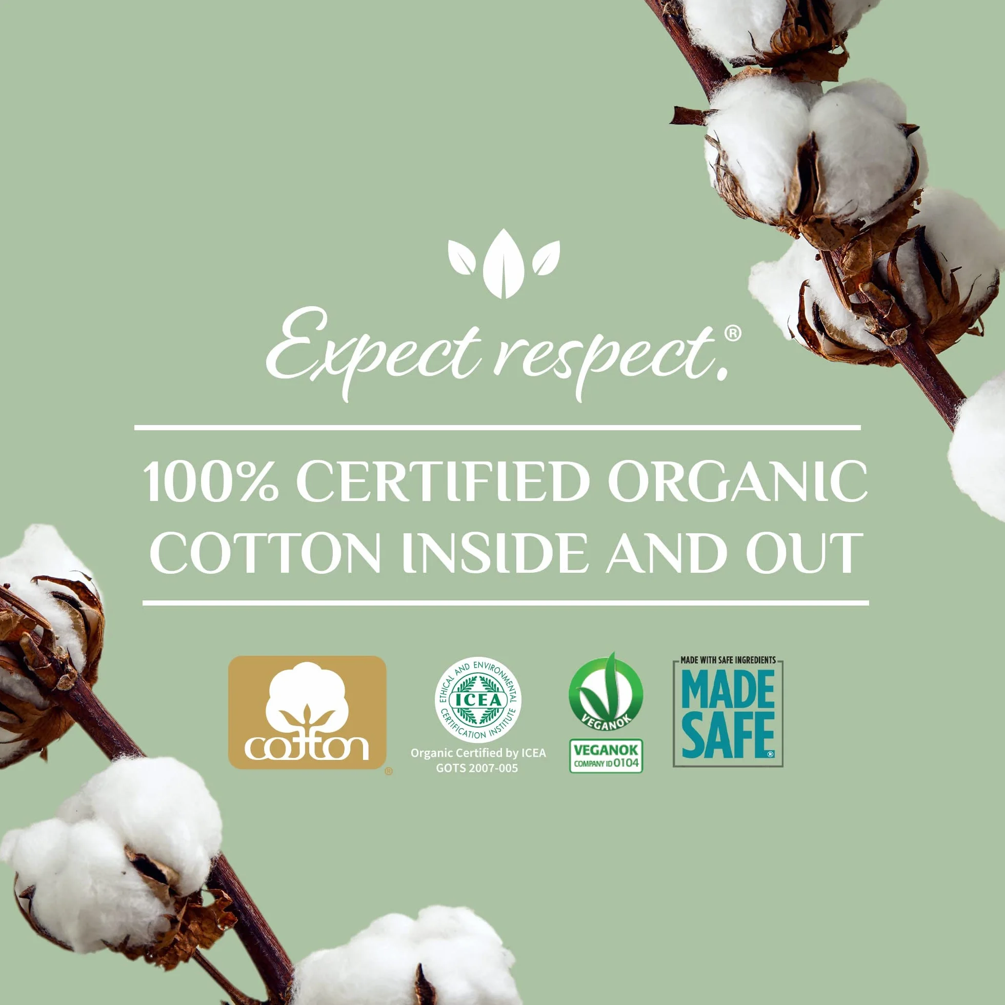 Organyc Boules de coton biologique certifié 100 unités pour soins et démaquillage