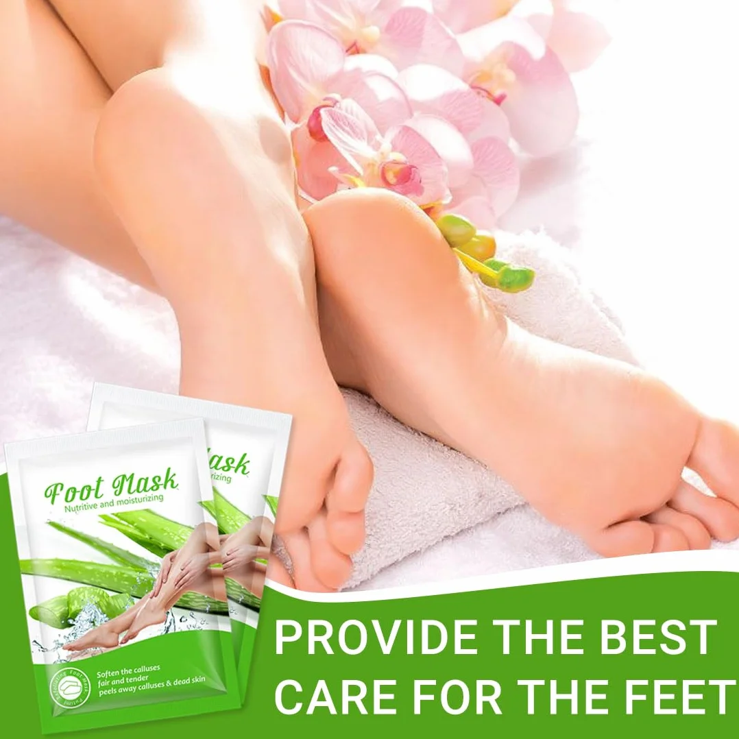 Masque Pieds Peeling Exfoliant Aloe Vera pour Pieds Doux 2 Pièces
