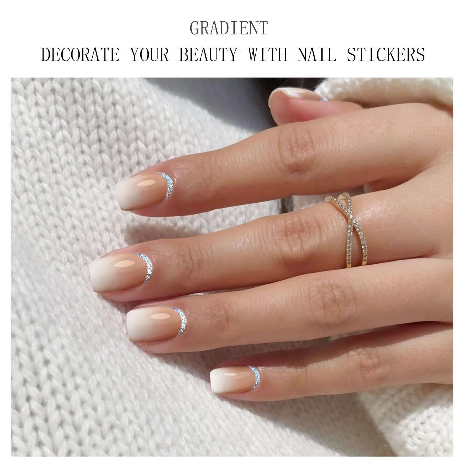 Blanc Pailleté Stickers Ongles Gel Nail Stickers Autocollant Ongle Gel Uv Deco Ongle Nail Art Manucure