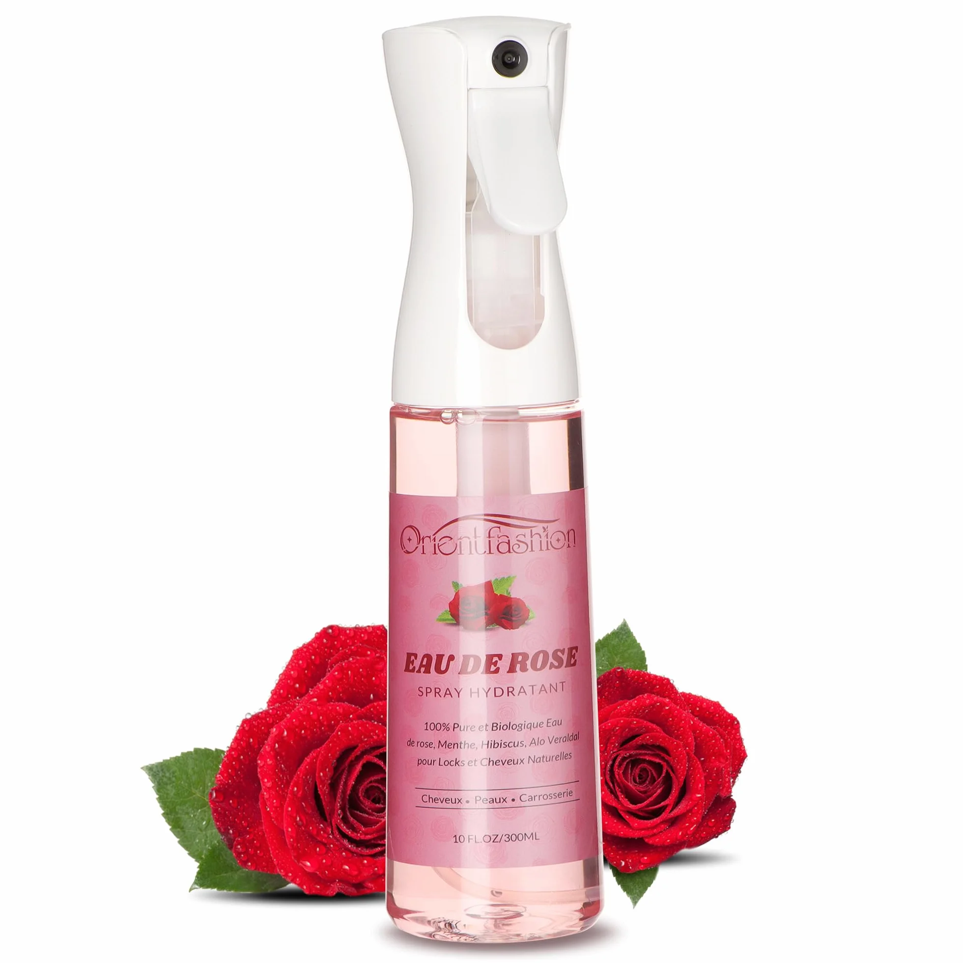 Eau De Rose Cheveux 300ml/10oz, Eau De Rose Bio Locks Moisturizer Hydrating Rose Water Spray Rosewater Scalp for Dreadlocks, Visage, Corps, Cheveux