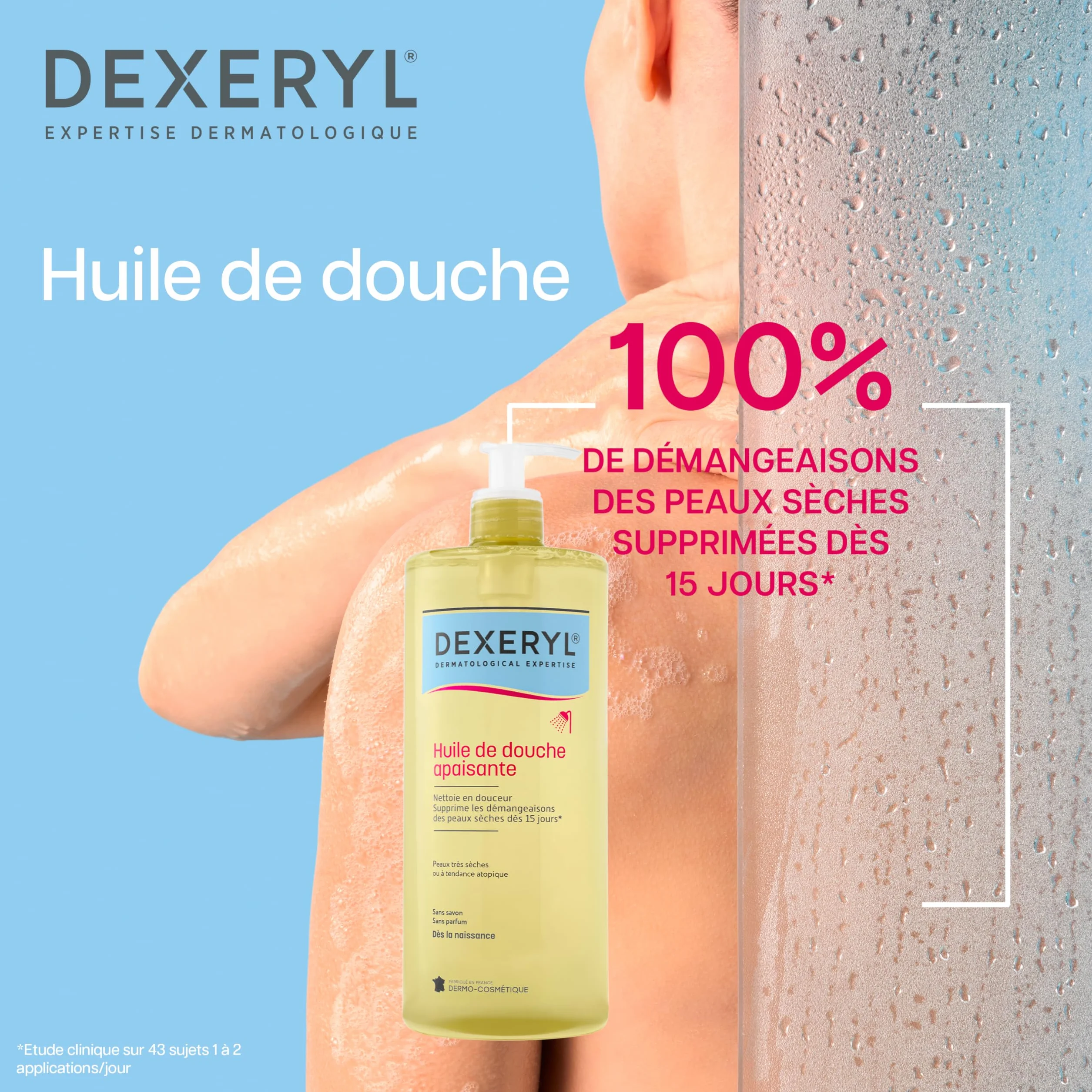 DEXERYL Huile de Douche Apaisante 1L Peaux Très Sèches Atopique Sans Savon Sans Parfum