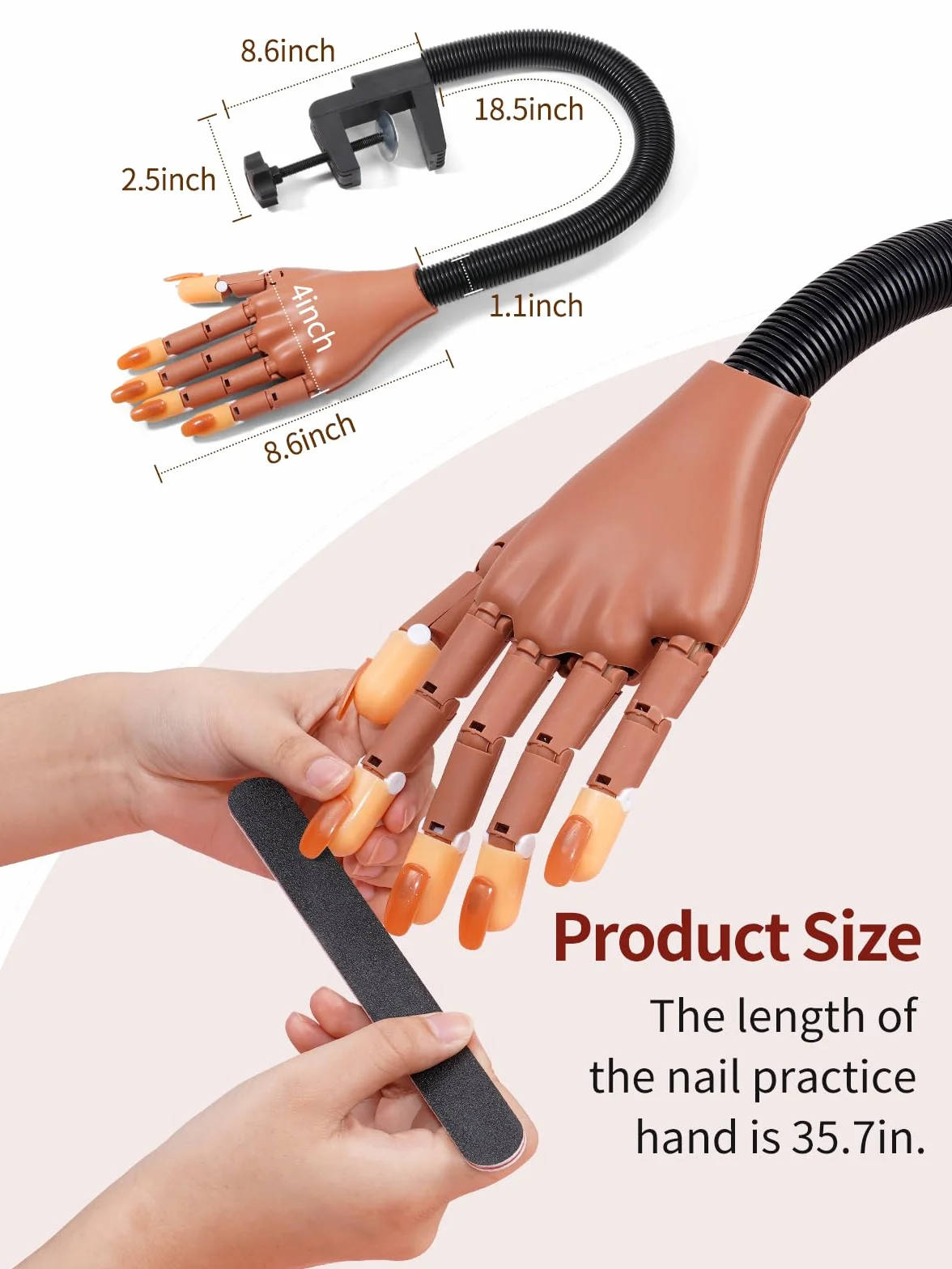 Main d'Entrainement Manucure: Flexible Fausse Main pour Ongle avec 300 Pièces Faux Ongles - Durable Main Entrainement Ongles pour Débutants Salon Maison