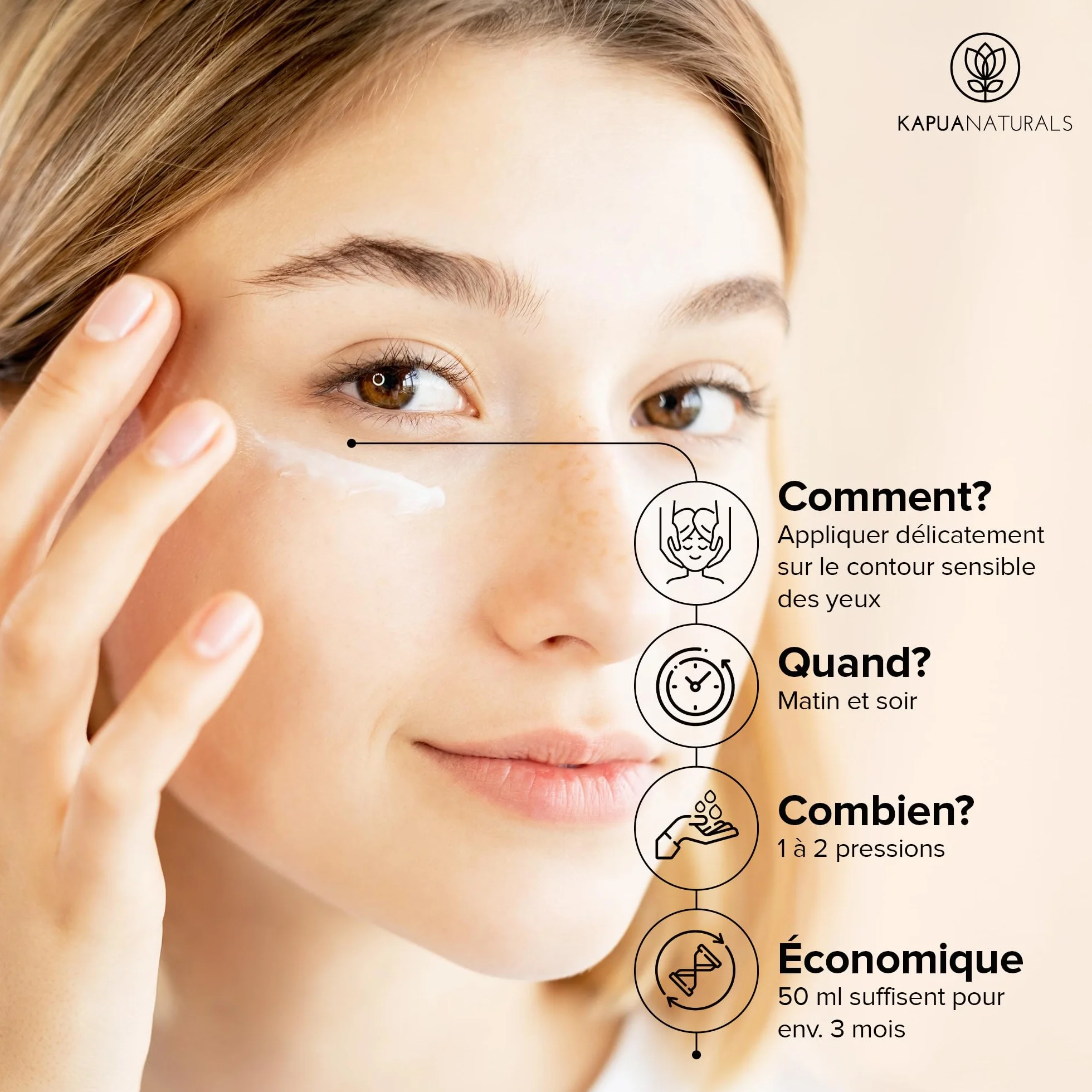 Crème pour les yeux BIO 50 ml Acide hyaluronique anti-rides anti-cernes soin régénérant