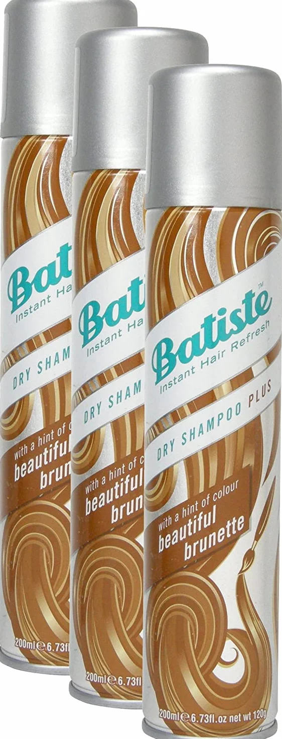 Batiste Shampooing sec Beautiful Brunette avec une touche de couleur pour cheveux bruns, cheveux frais pour tous types de cheveux, lot de 3 (3 x 200 ml)