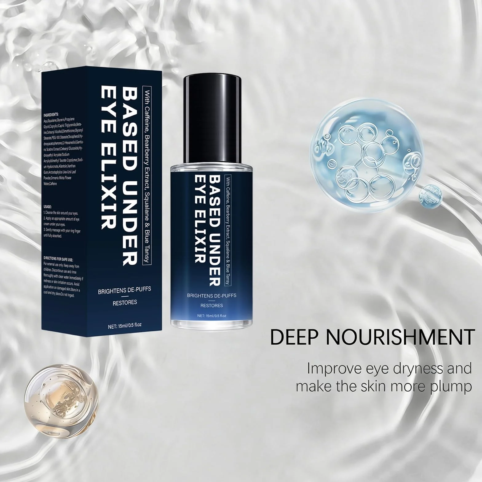 Sérum Visage Anti-Âge Action Rapide Under Eye Elixir Anti-Rides Fermeté Tonifiant Tous Types de Peaux Soin Anti-Âge des Yeux Contour des Yeux Lisse Hydratante 24h 3PC