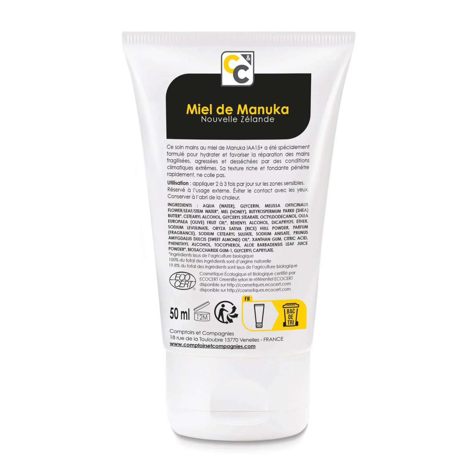 COMPTOIRS ET COMPAGNIES Soin Mains Réparation Extrême au Miel de Manuka IAA15+ 50ml Certifié Bio